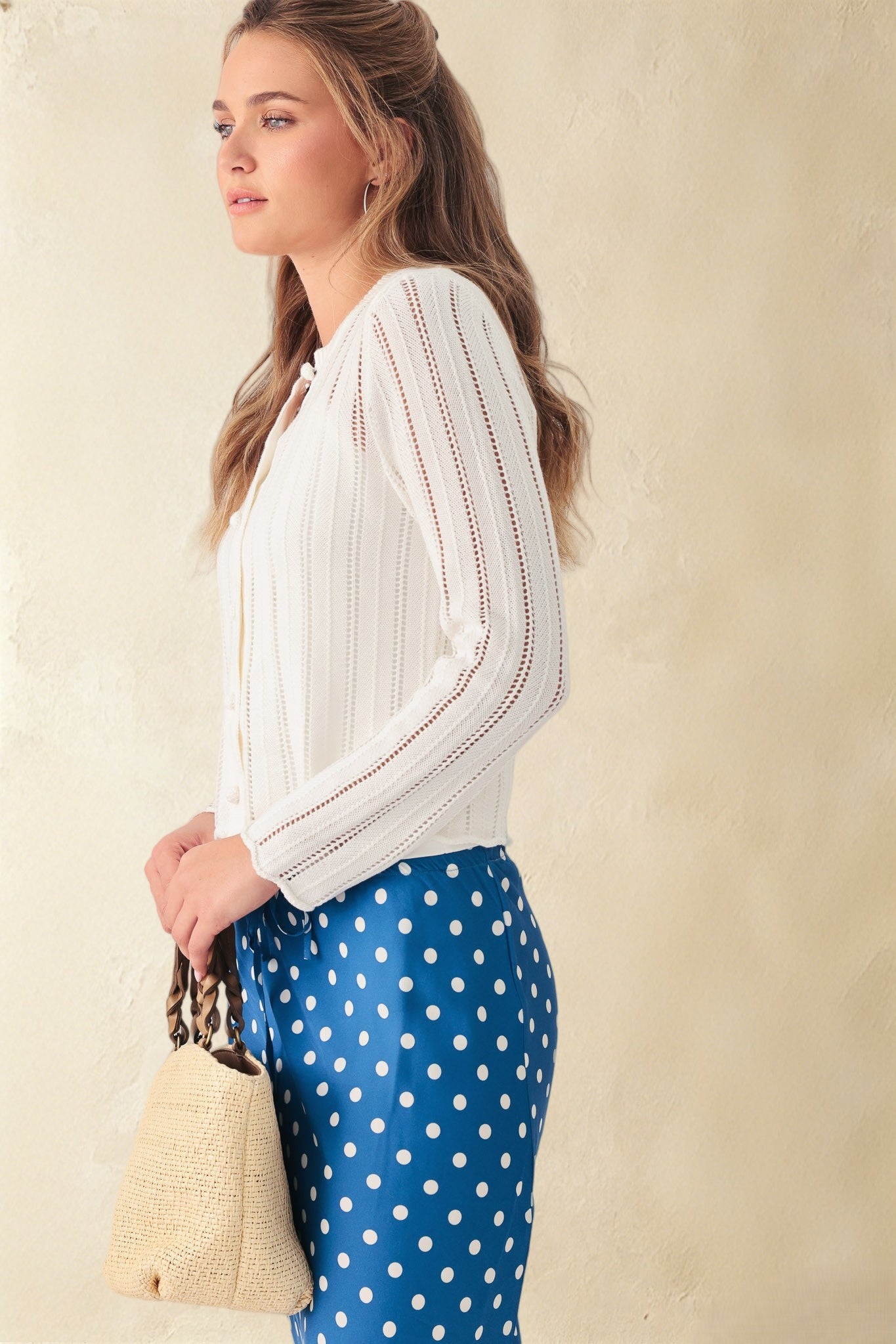Elody Cotton Pointelled Cardigan