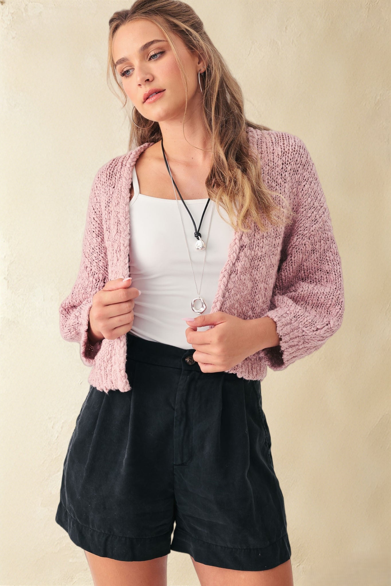Erin Slub Cotton Open Cardigan