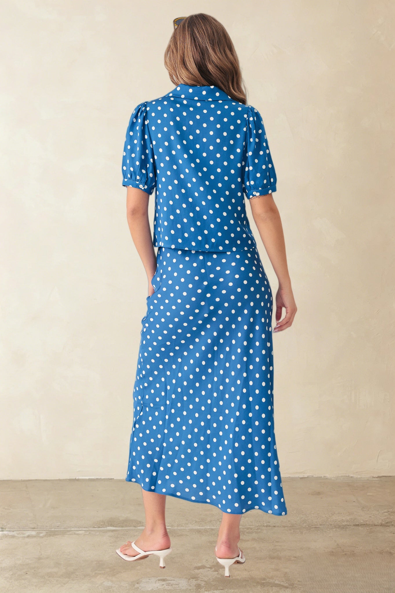 Etta Polka Dot Cropped Silk Blouse