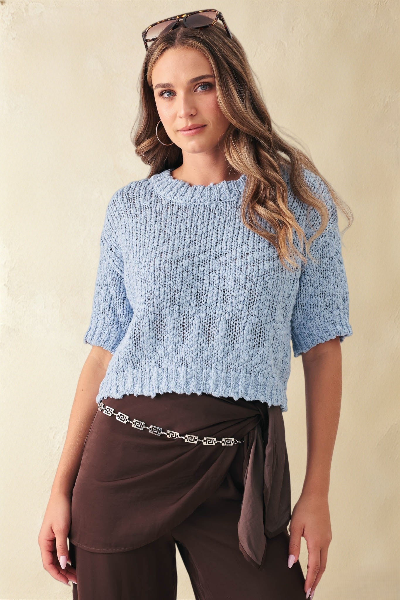 Mira Slub Cotton Short Sleeve Top
