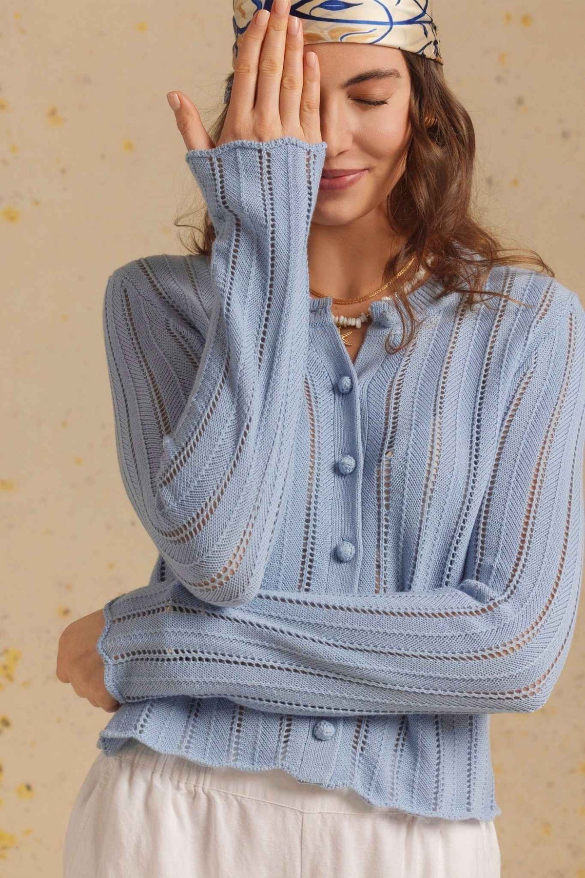 Elody Cotton Pointelled Cardigan