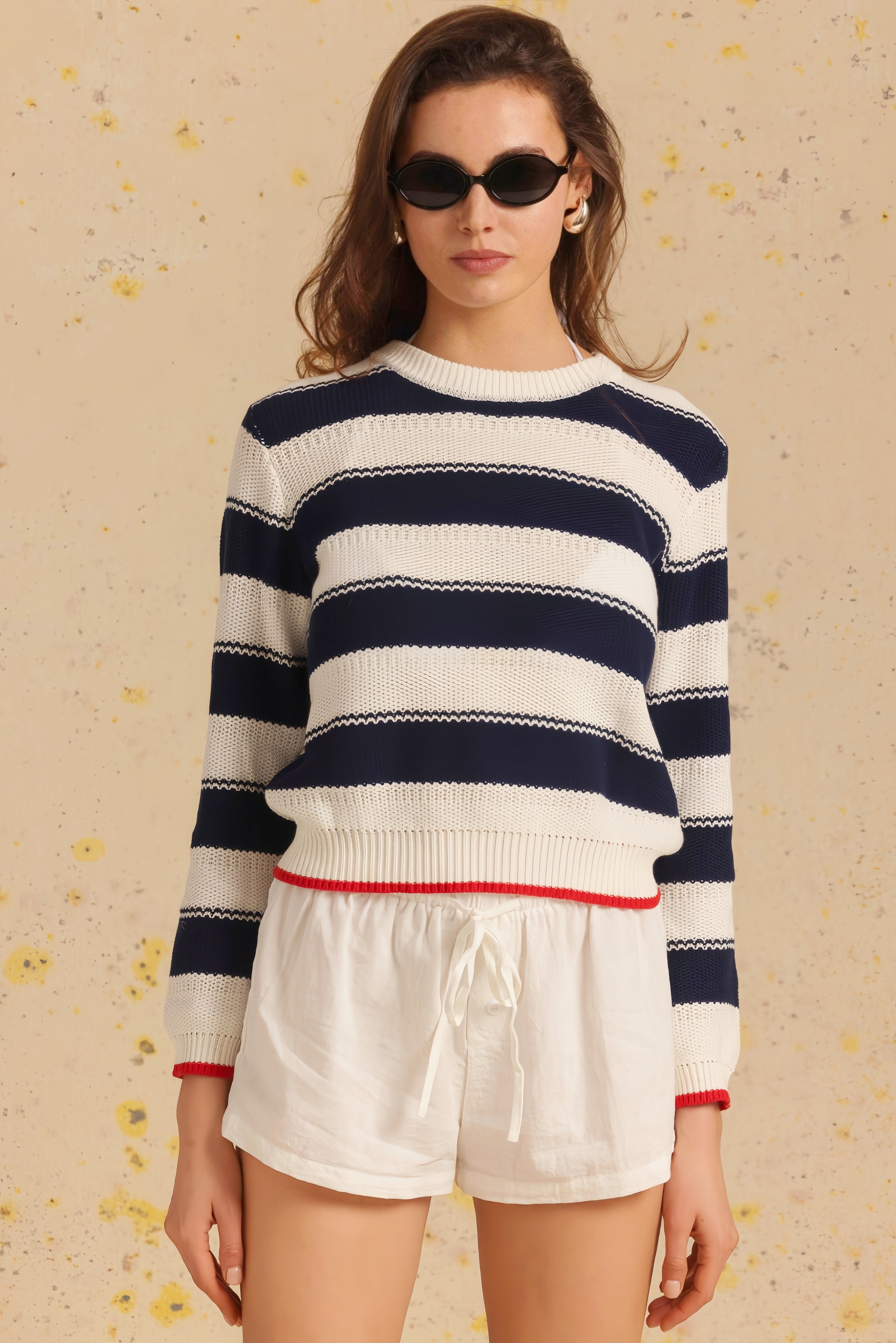 Emmie Cotton Stripe Crewneck Pullover