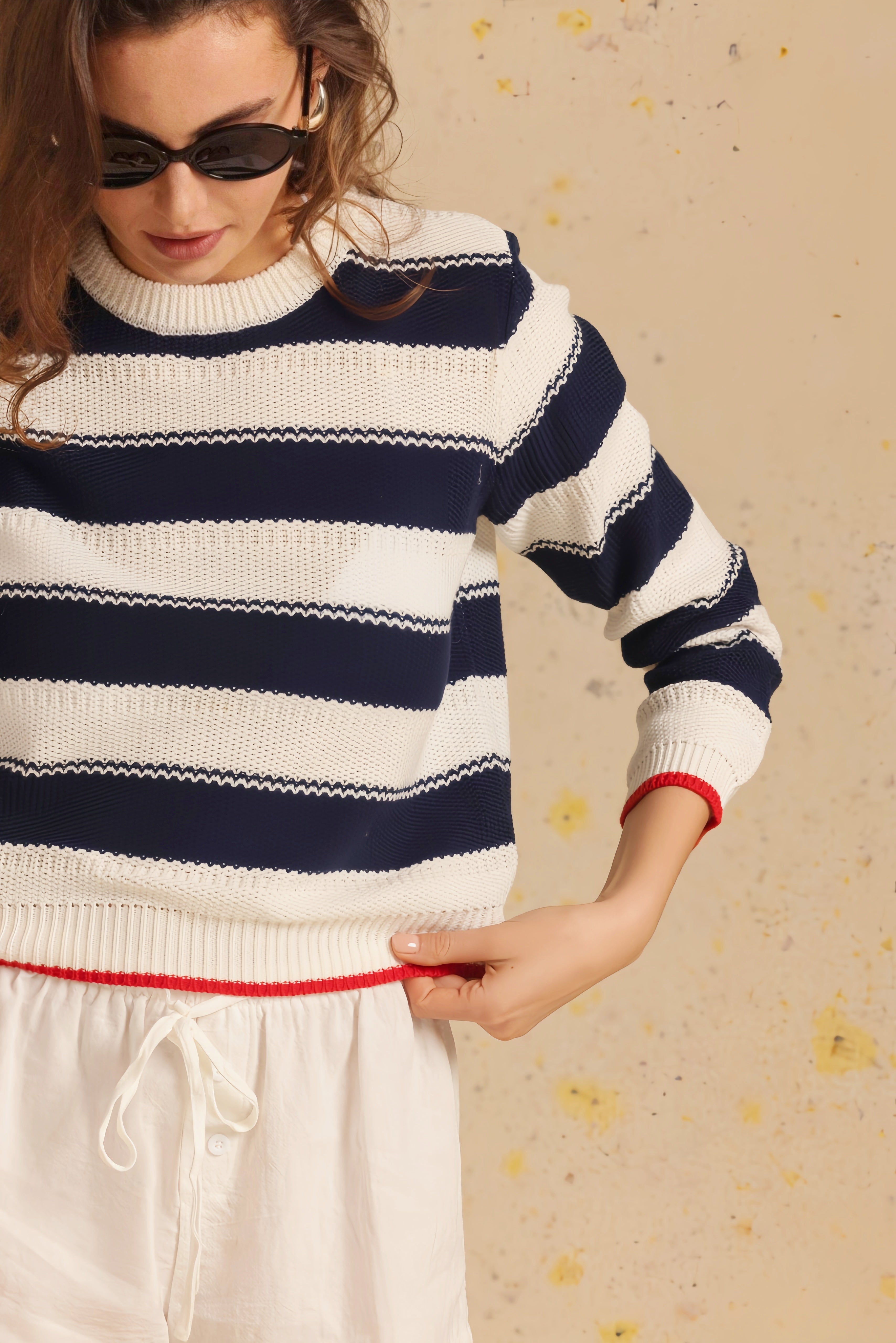 Emmie Cotton Stripe Crewneck Pullover