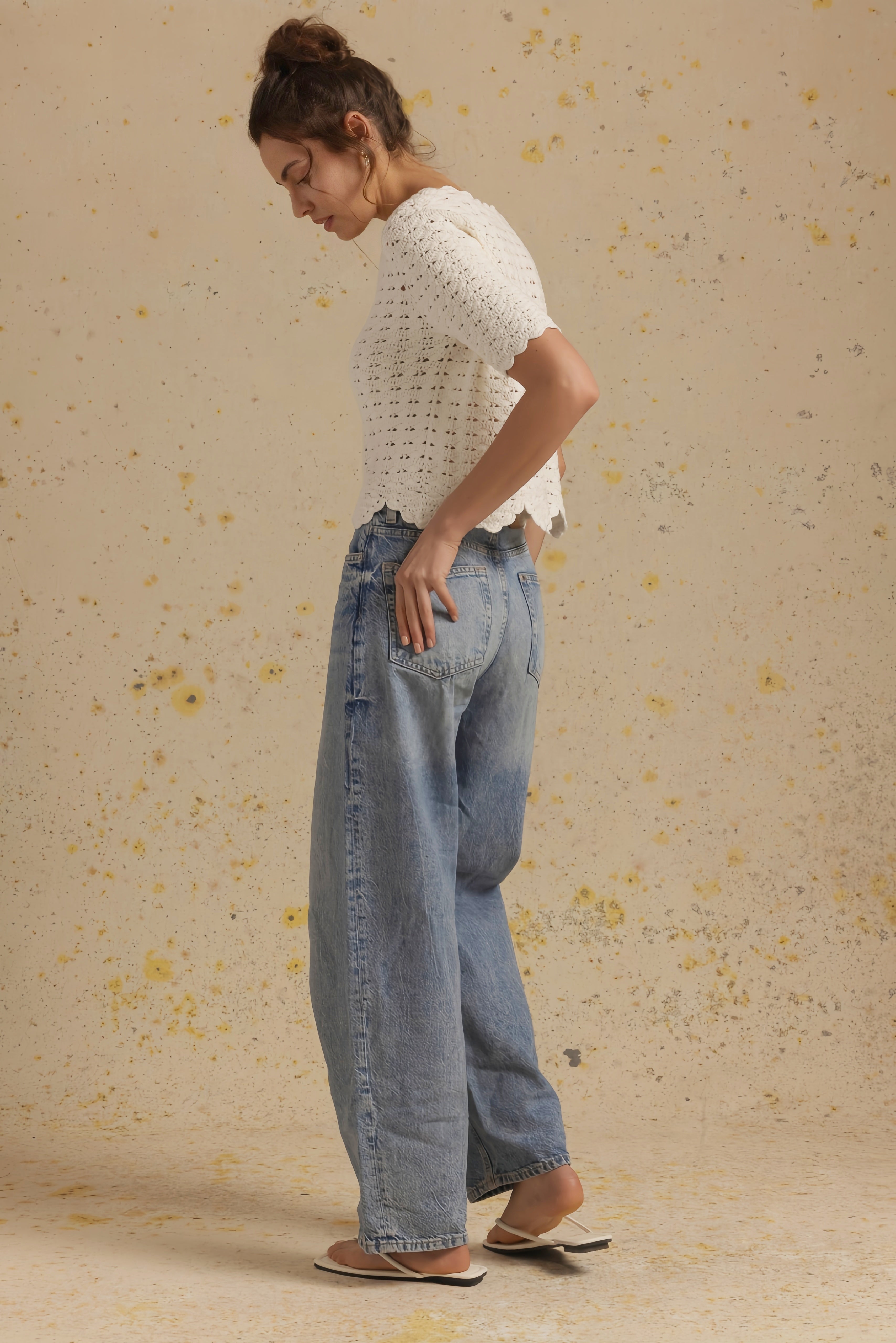 Giana Cotton Short Sleeve Hand Crochet Top