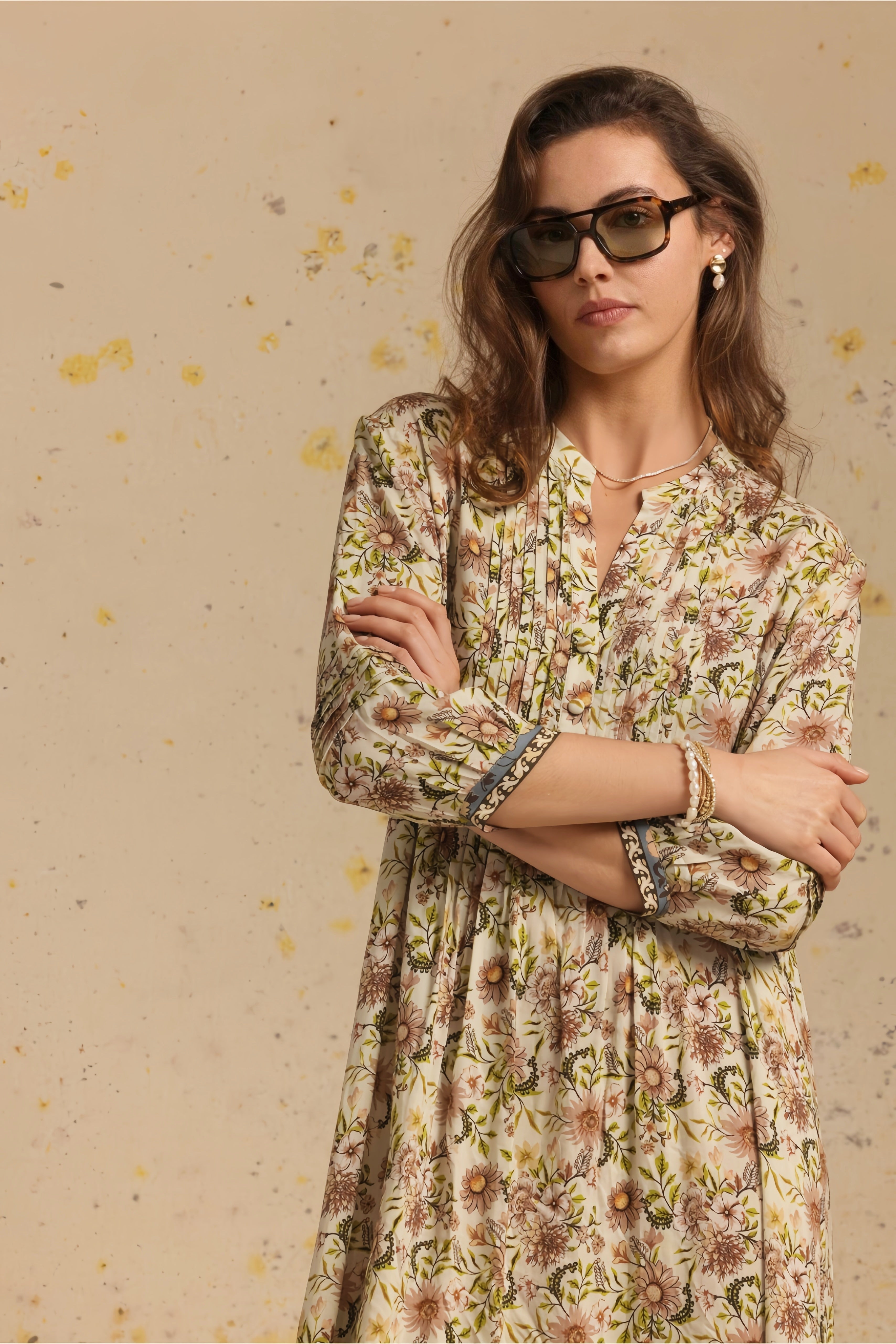 Melania Placement Printed Maxi Dress
