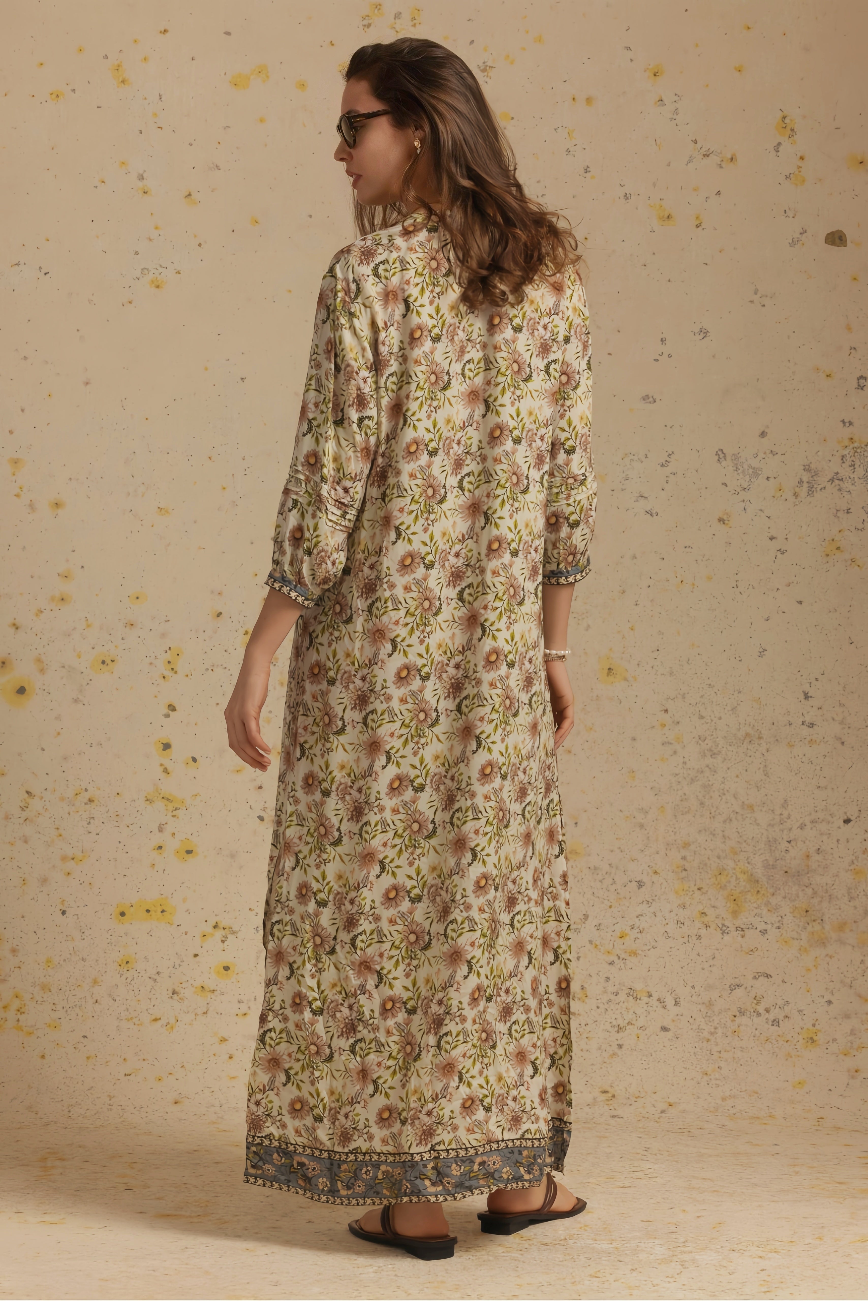 Melania Placement Printed Maxi Dress