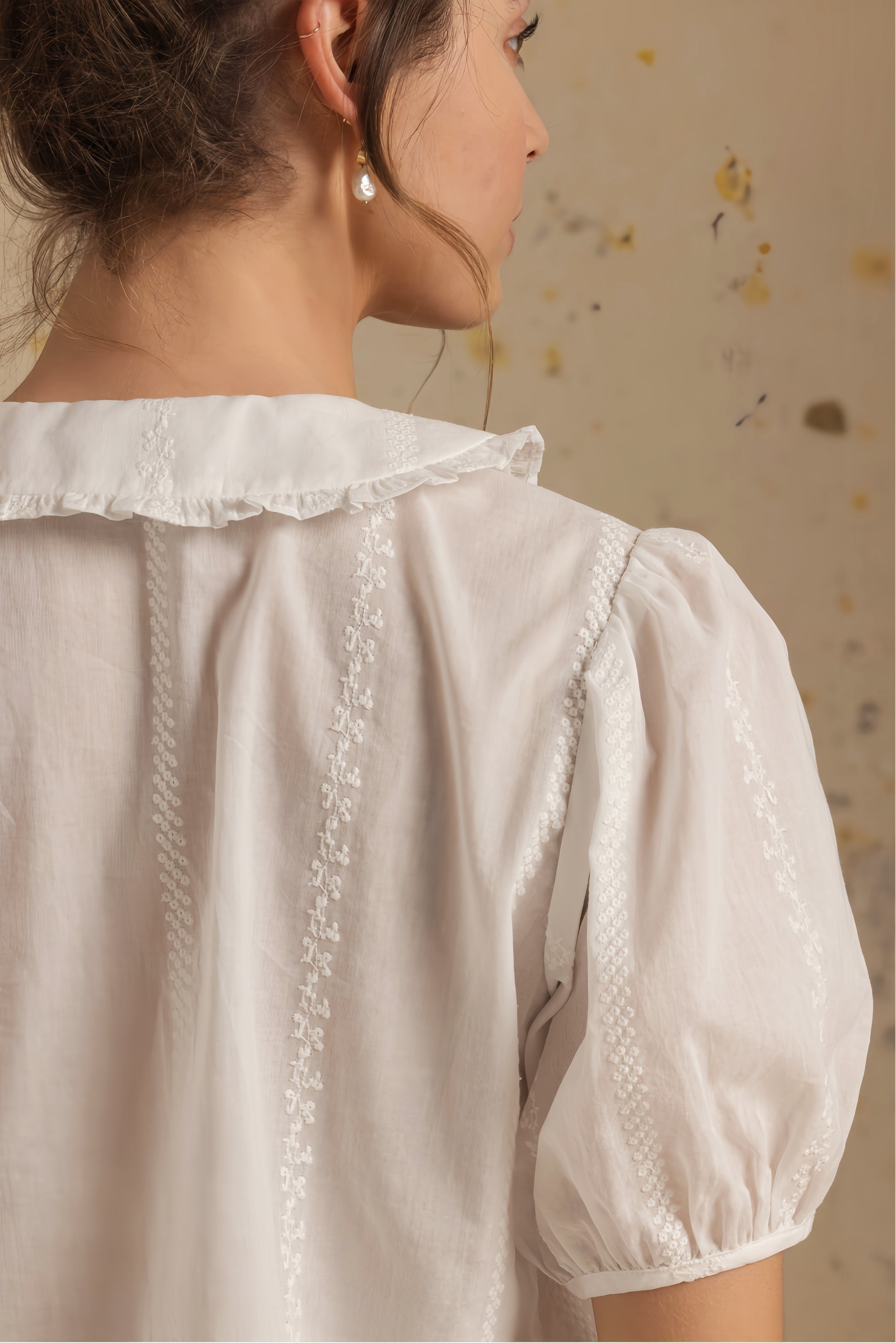 Jessa Short Sleeve Embroidered Blouse