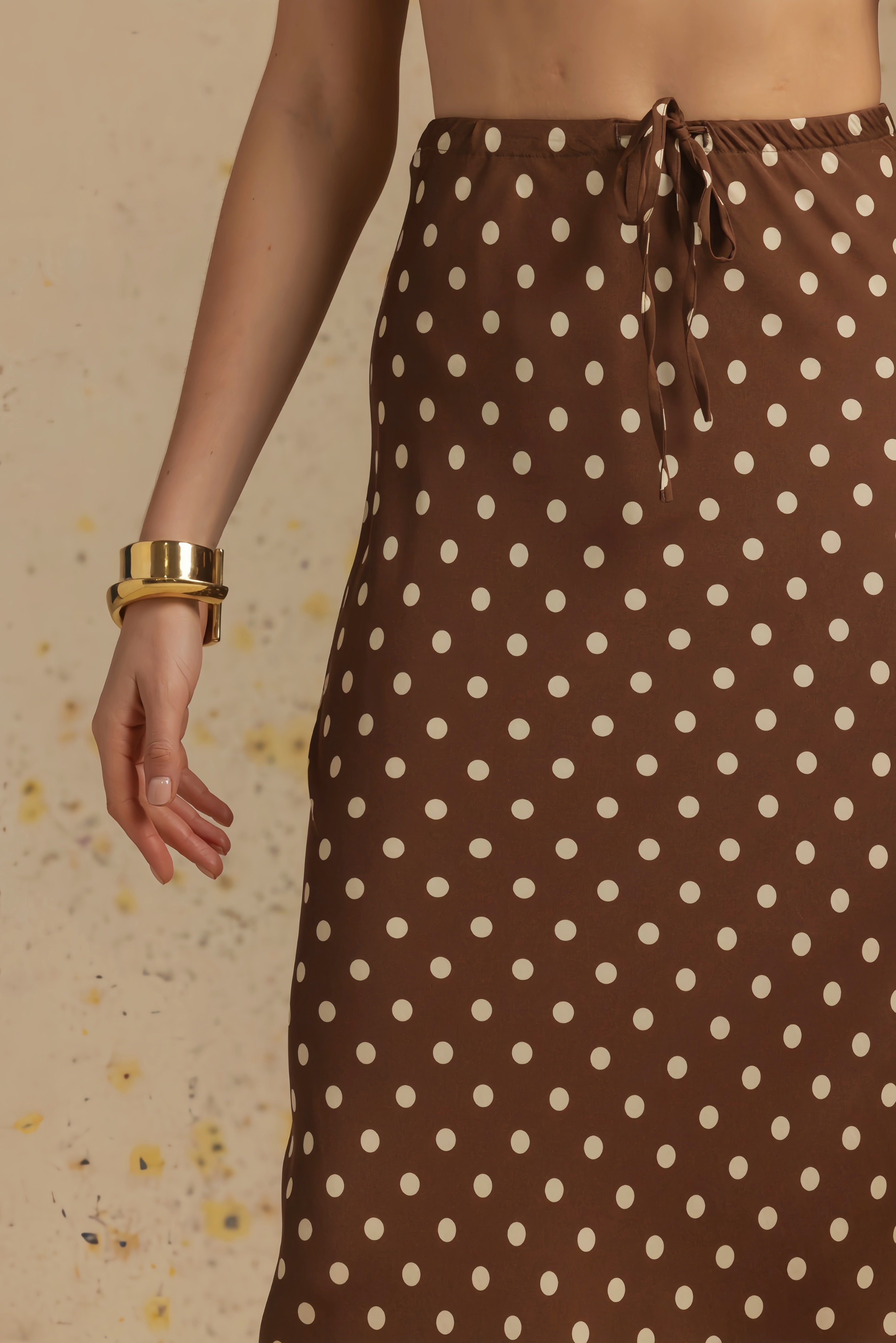 Tate Polka Dot Bias Cut Midi Skirt