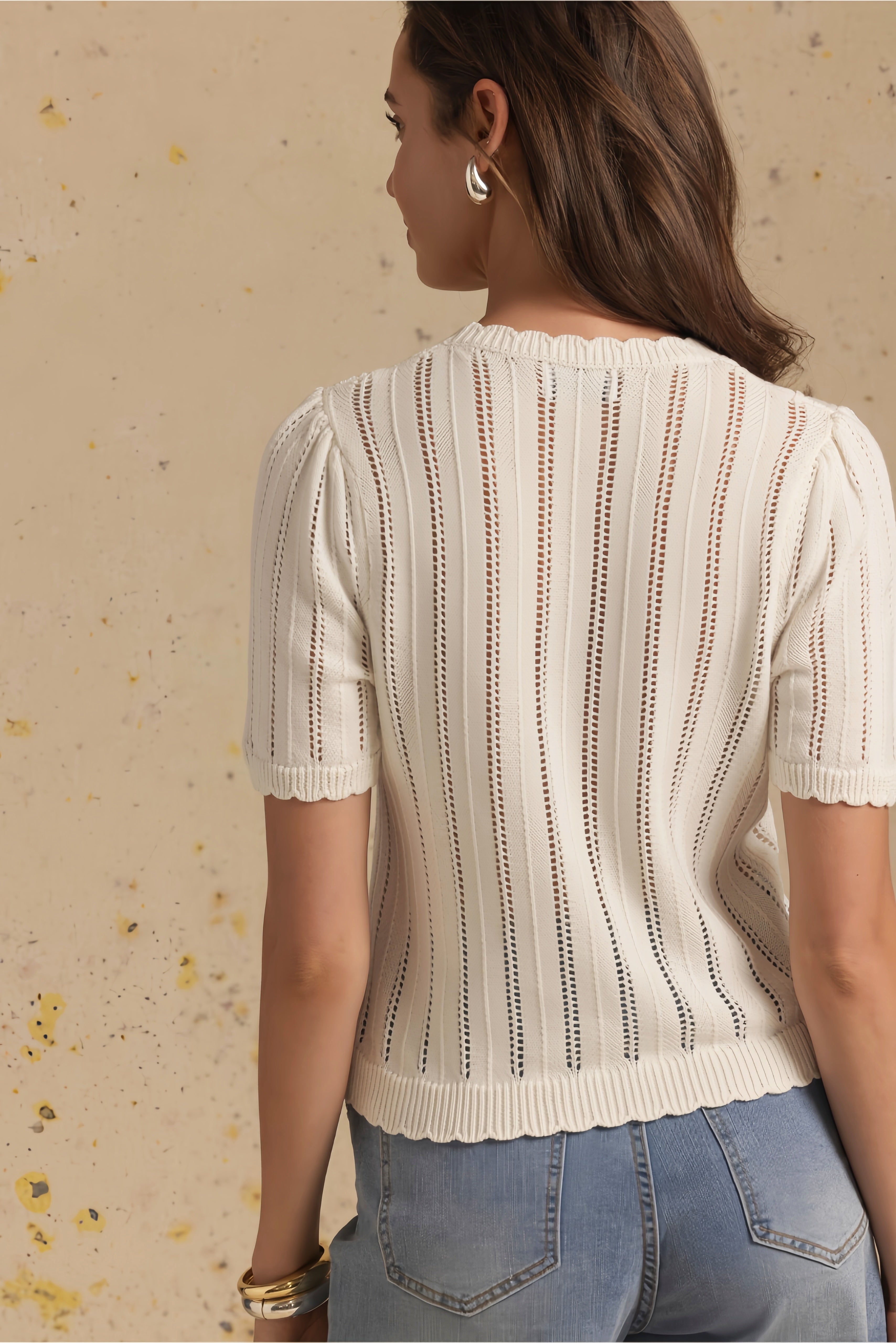 Polina Short Sleeve Pointelle Top