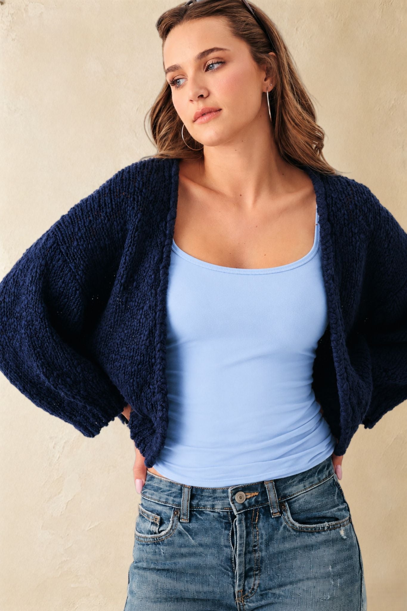 Erin Slub Cotton Open Cardigan
