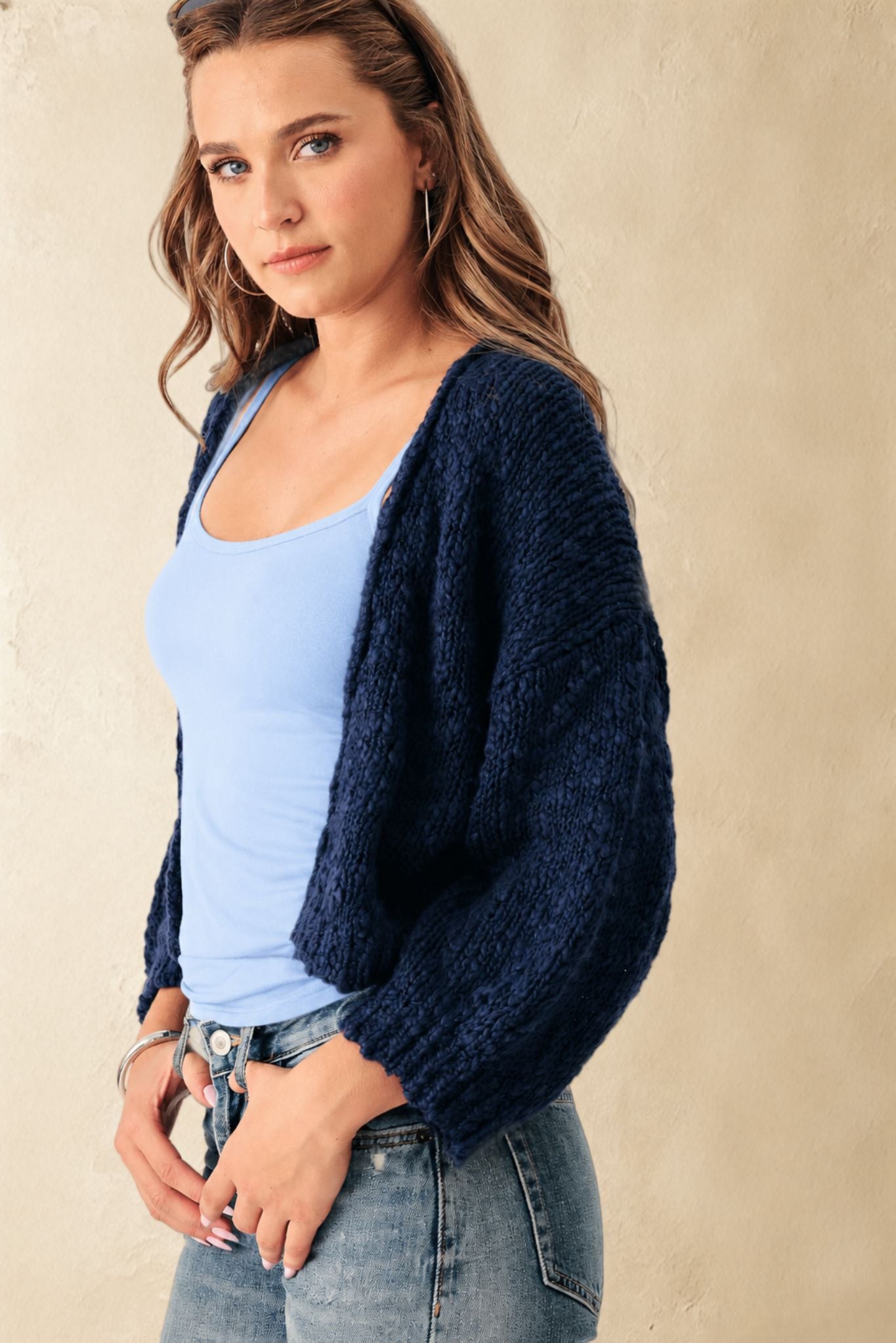 Erin Slub Cotton Open Cardigan