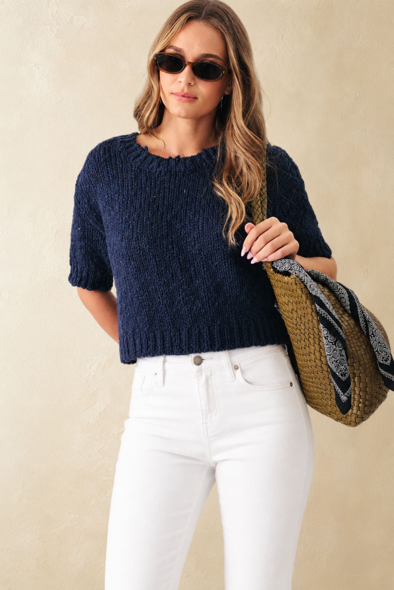 Mira Slub Cotton Short Sleeve Top