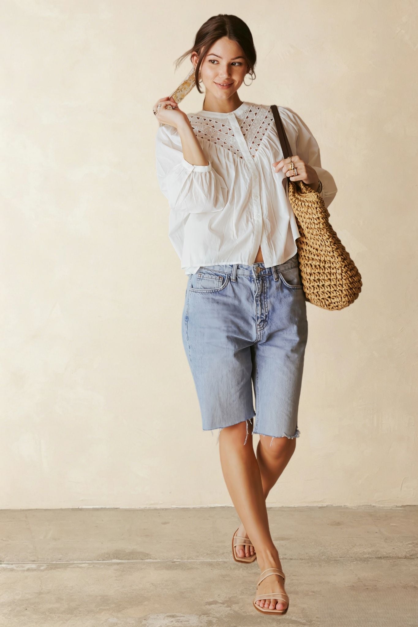 Alivia 3/4 Sleeve Embroidered Blouse