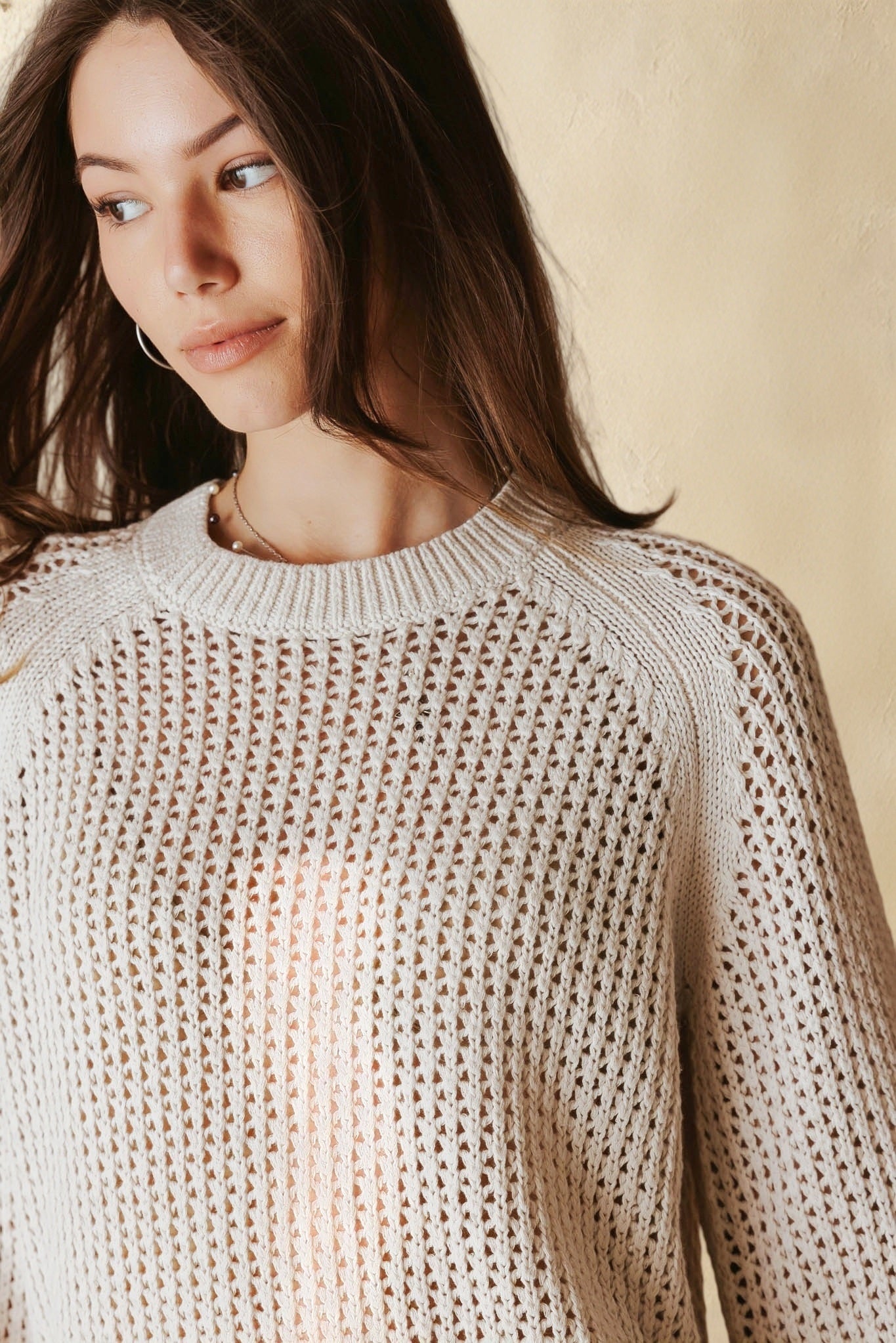 Lanette Linen Blend Open Stitch Crew