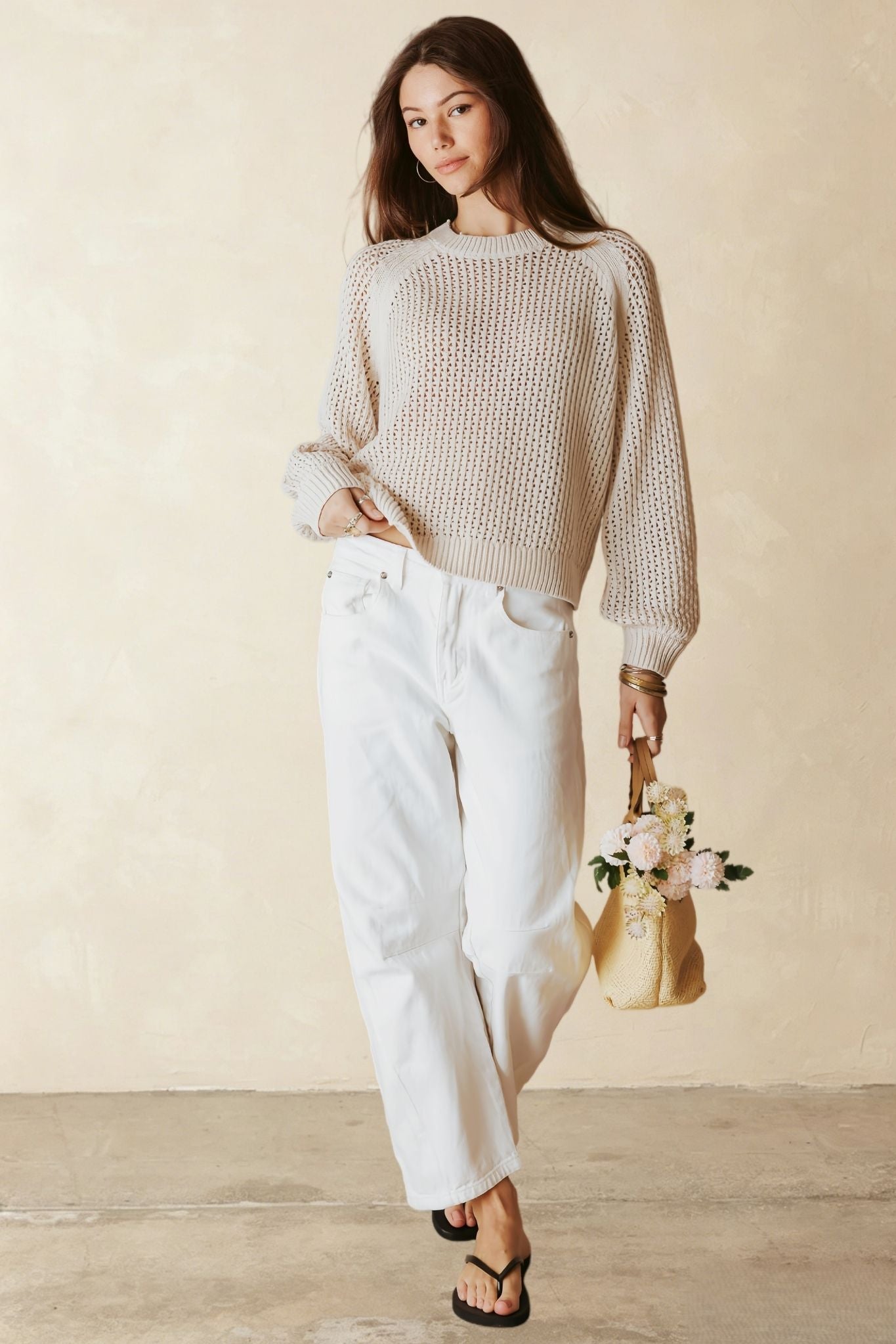 Lanette Linen Blend Open Stitch Crew
