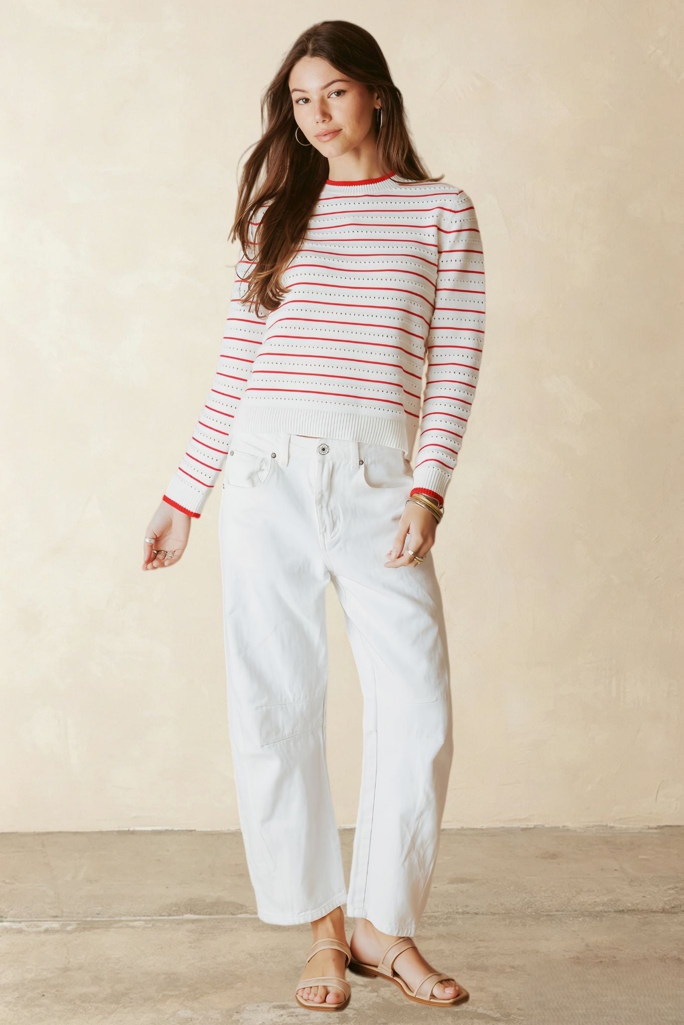 Leah Cotton Striped Crew