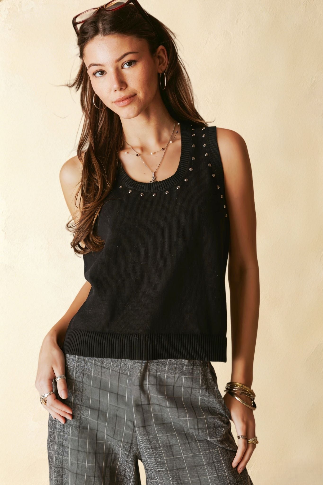 Nancy Studded Knit Tank