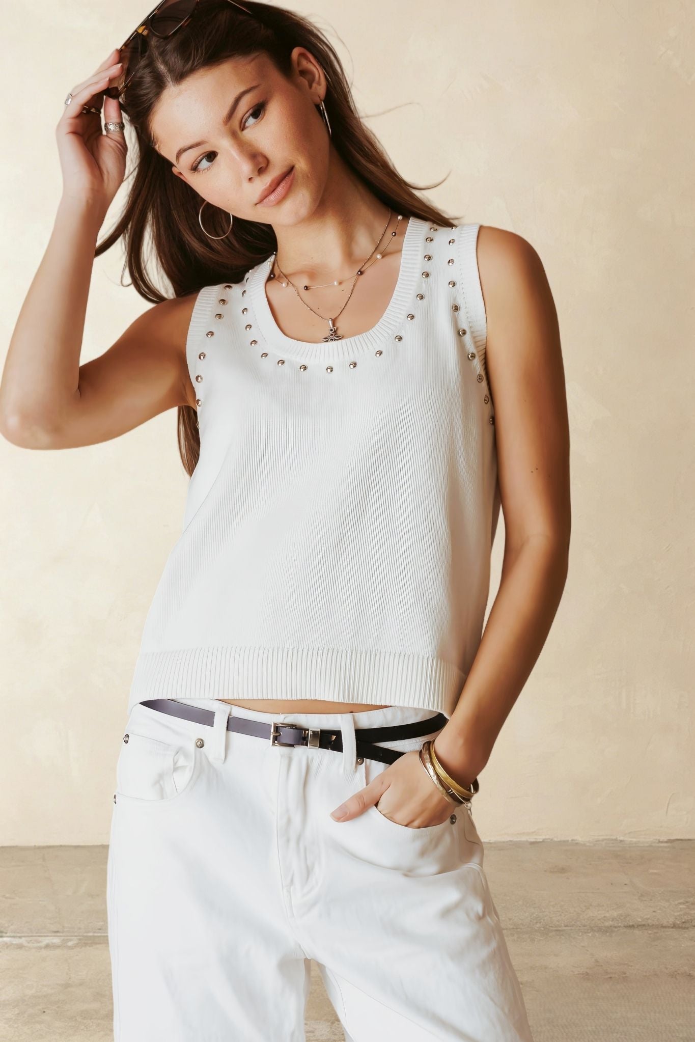 Nancy Studded Knit Tank