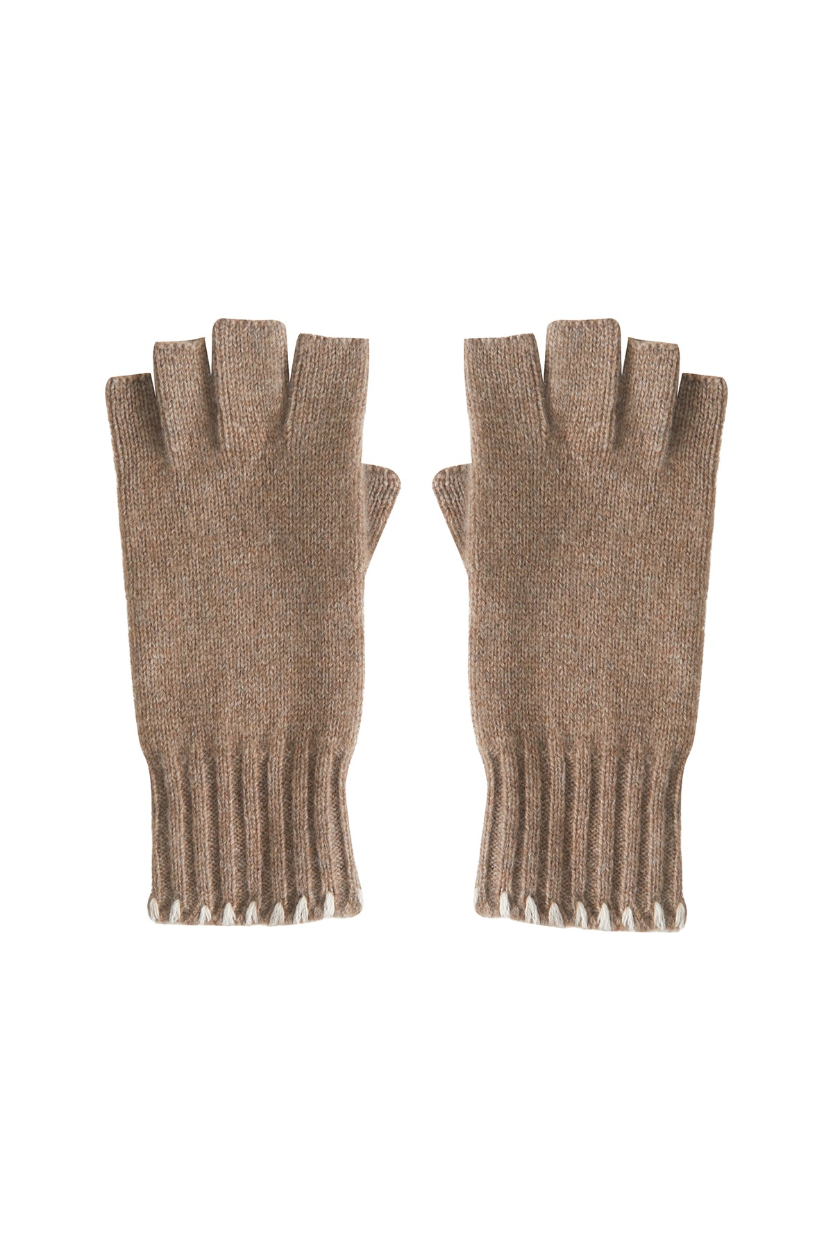 Joanie Gloves Cashmere Contrast-Stitch Fingerless Gloves