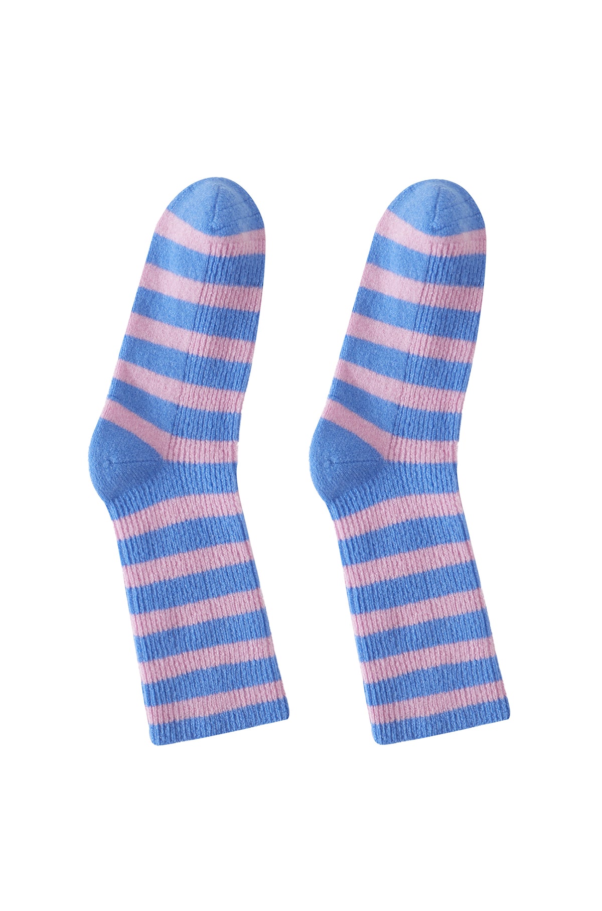 Elsa Socks Cashmere Contrast-Stripe Crew Socks