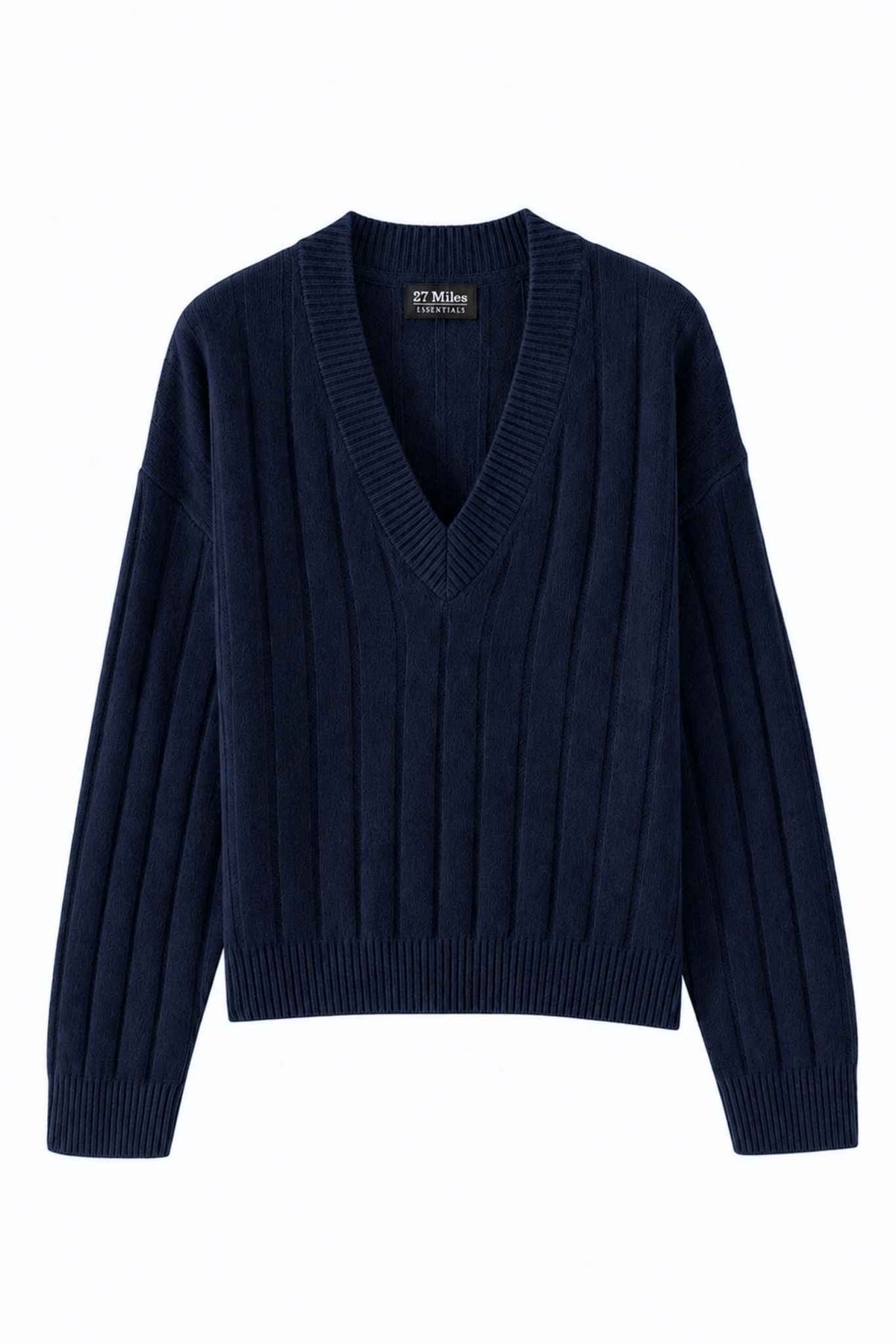 Daniella Cashmere Ribbed V-Neck Pullover