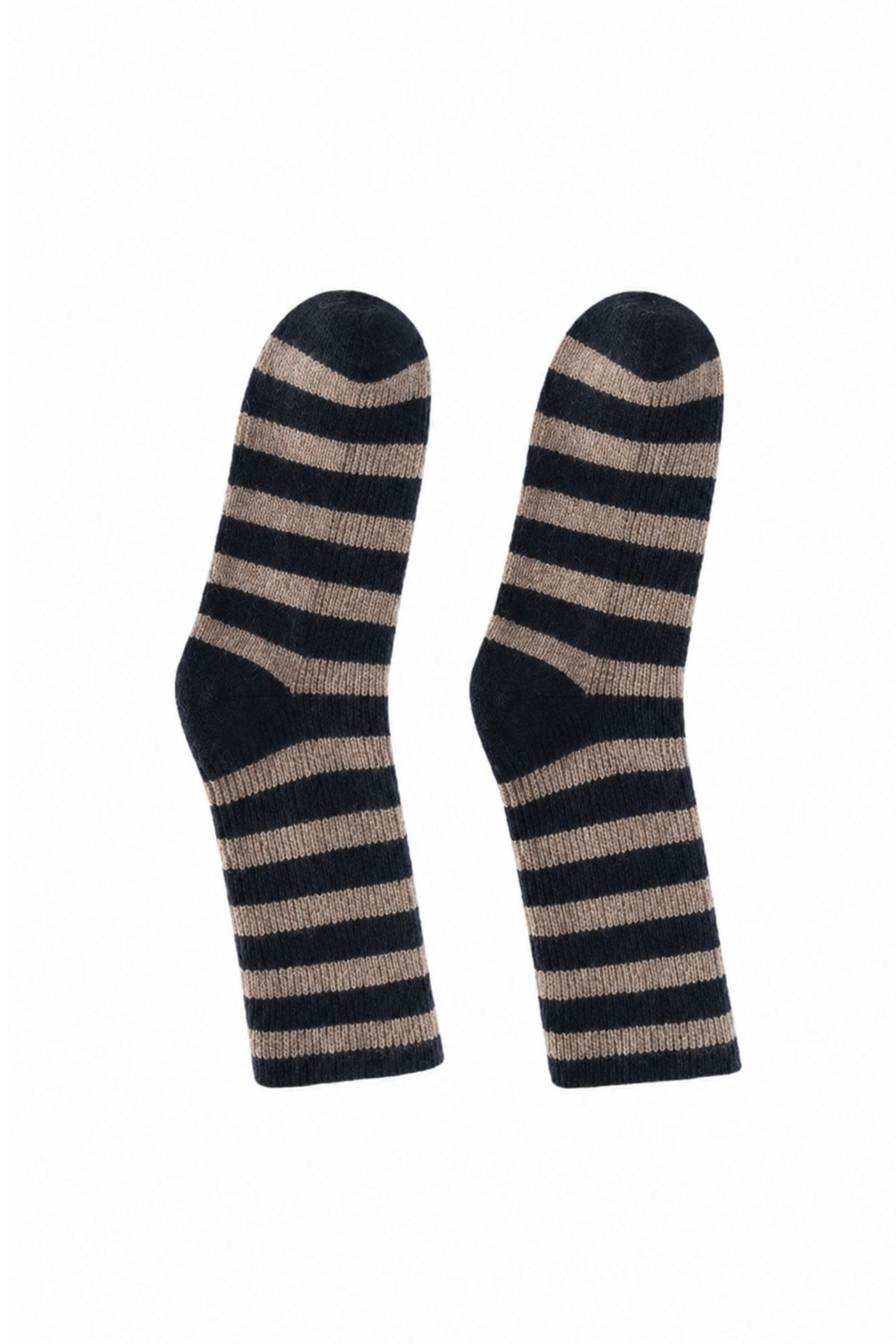 Elsa Socks Cashmere Contrast-Stripe Crew Socks