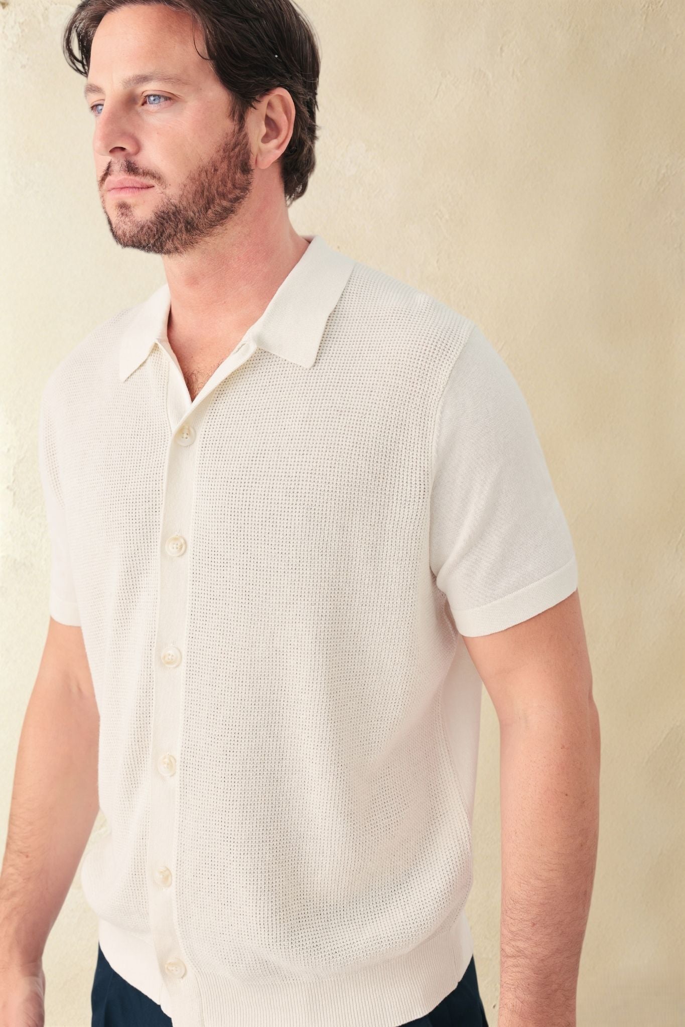 Pietro Silk Linen Blend Short Sleeve Collar Button UP