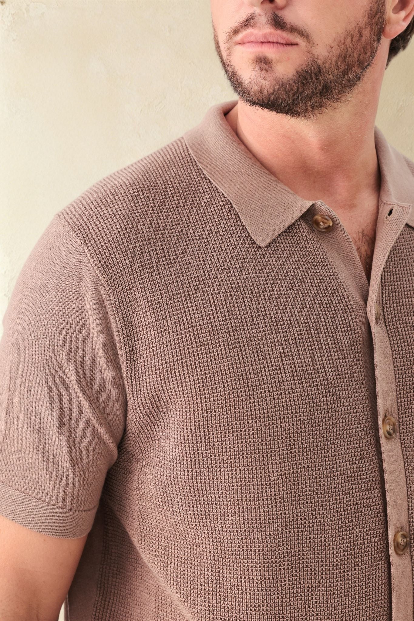 Pietro Silk Linen Blend Short Sleeve Collar Button UP