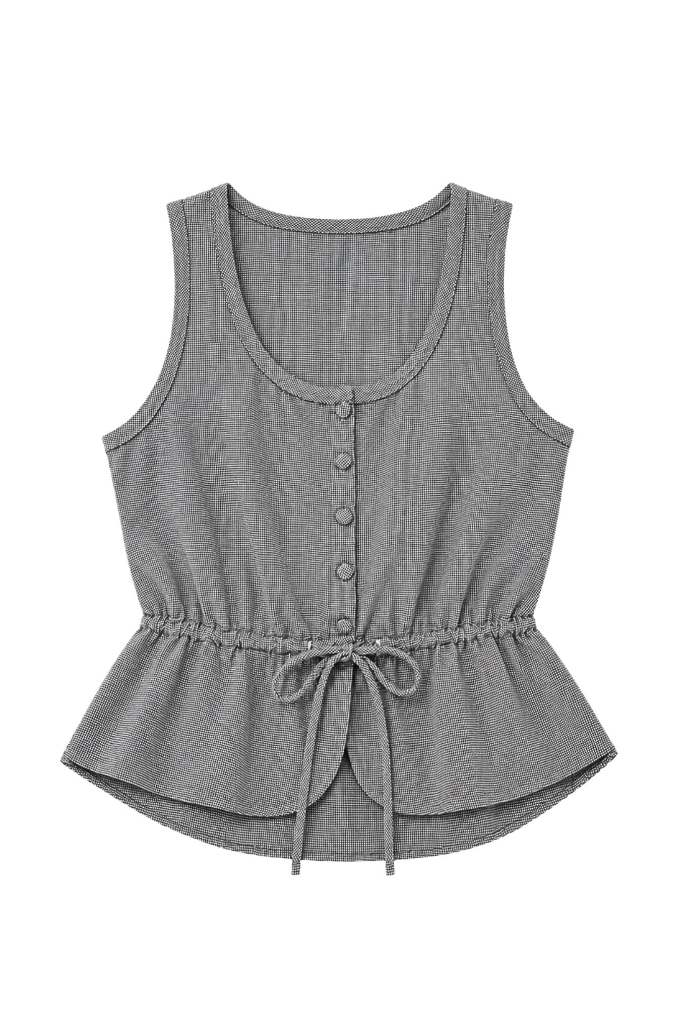 Maris Linen Button Up Drawstring Tank
