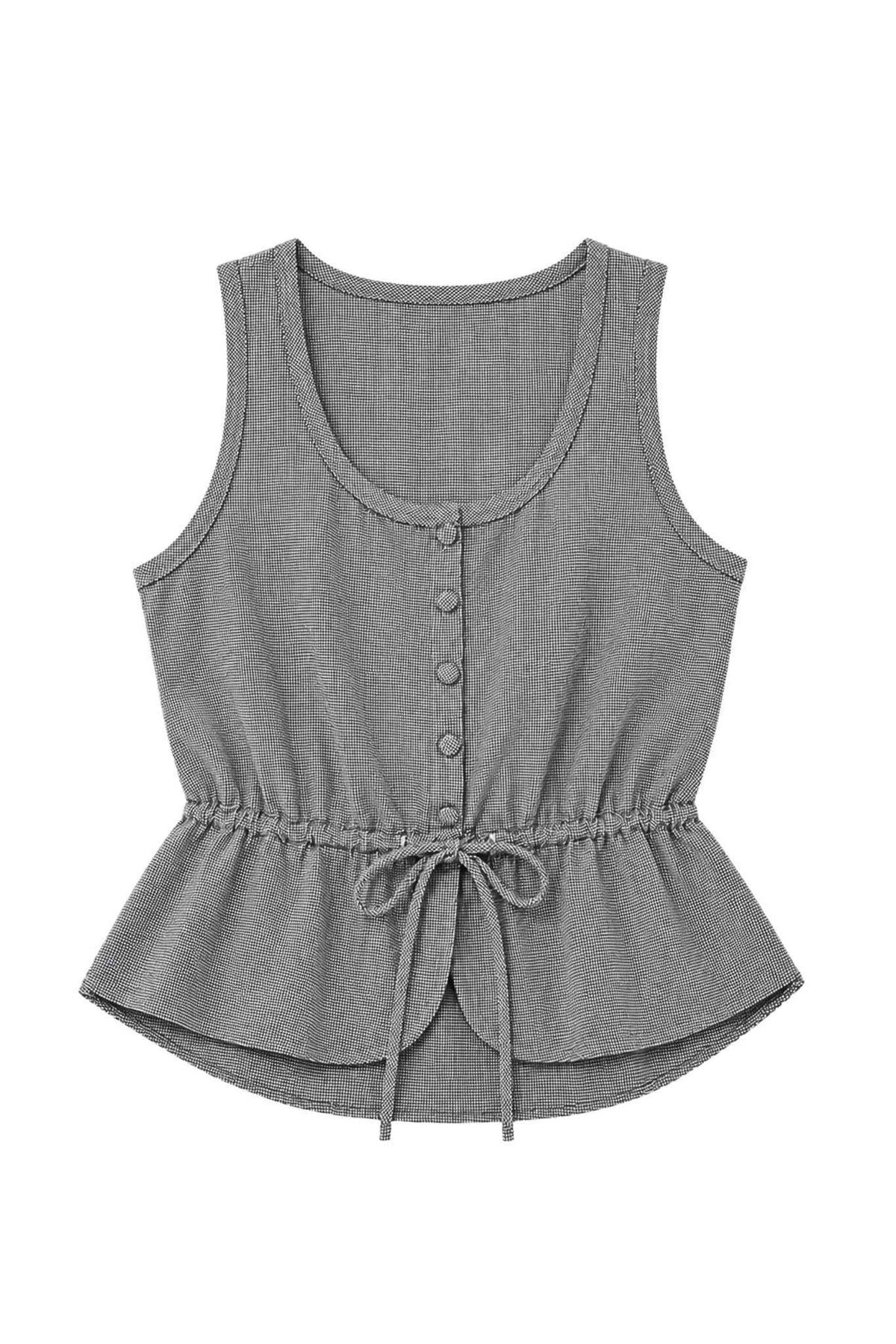 Maris Linen Button Up Drawstring Tank