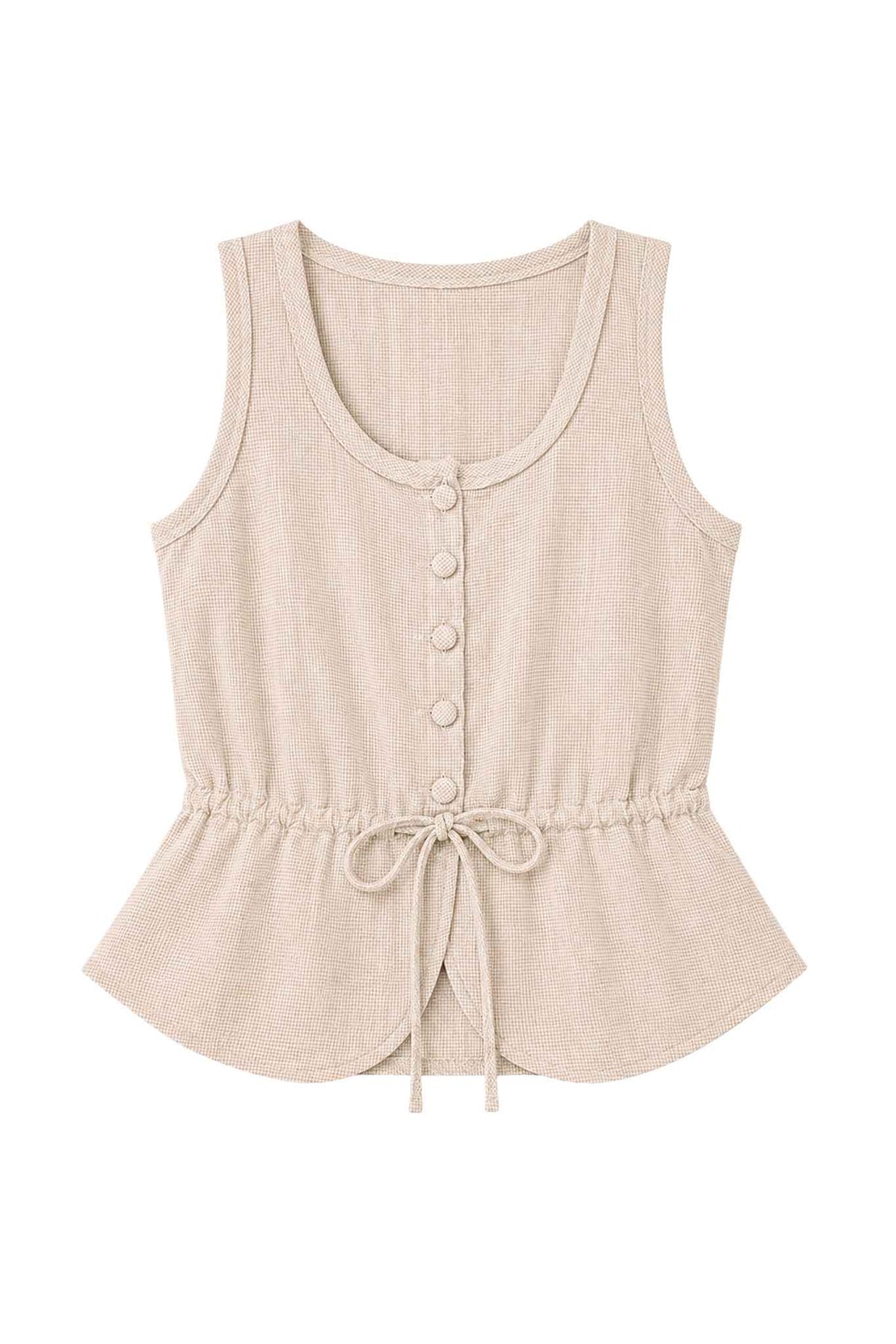 Maris Linen Button Up Drawstring Tank