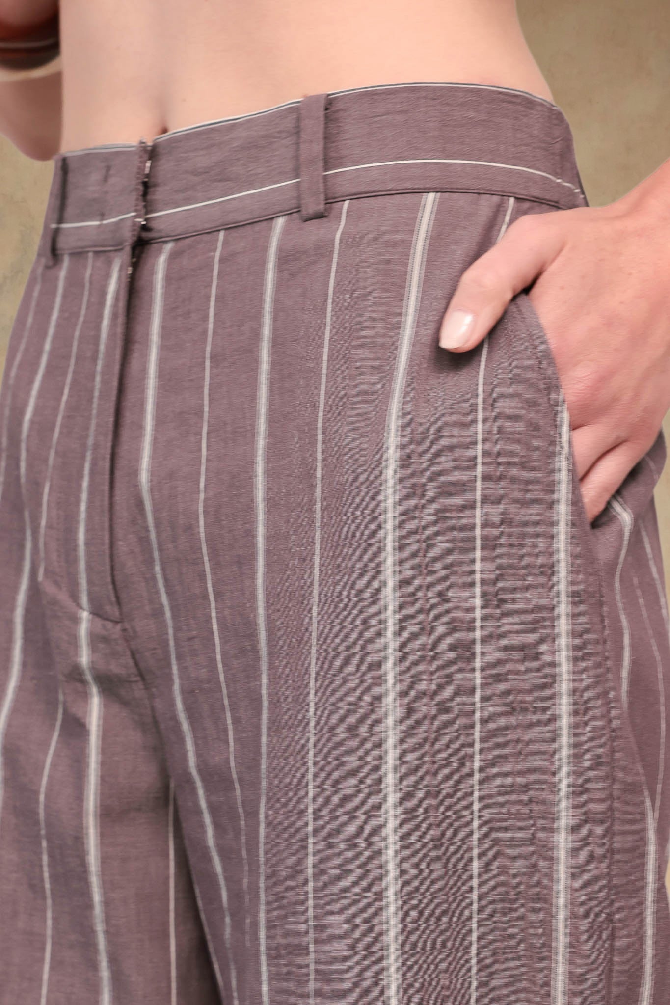 Marcia Cotton Striped Tailored Pant