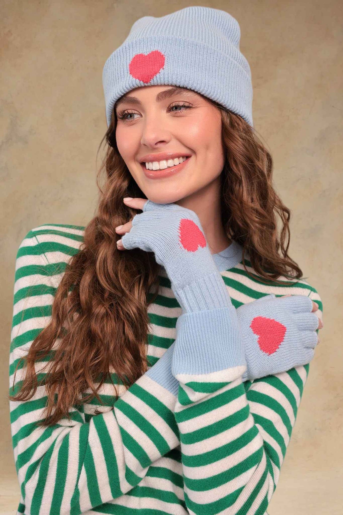 Scarlett Cashmere Heart Fingerless Gloves