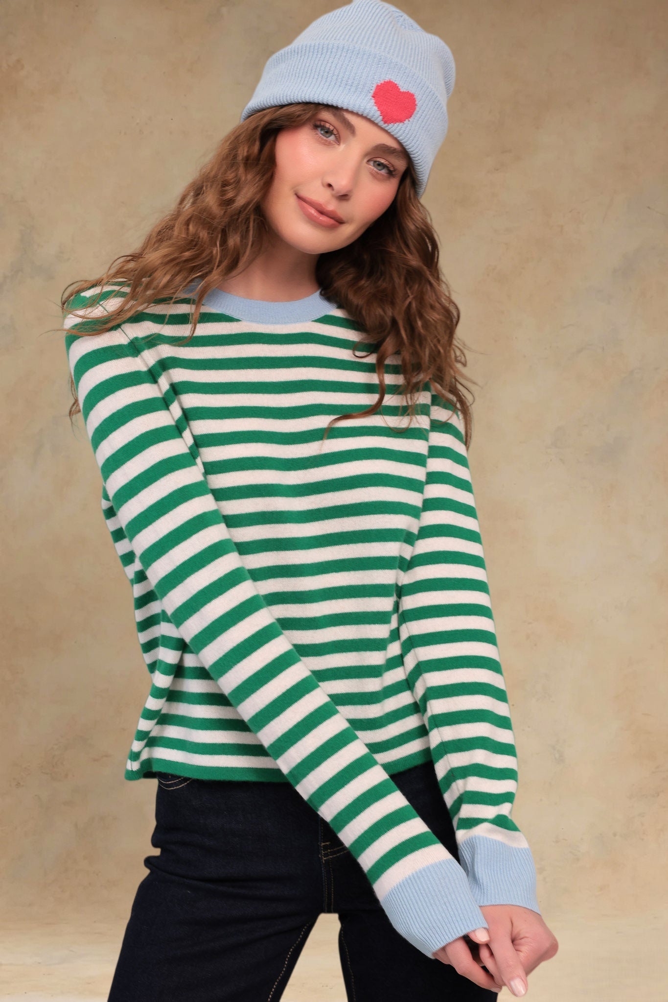 Suzette Cashmere Striped Crew