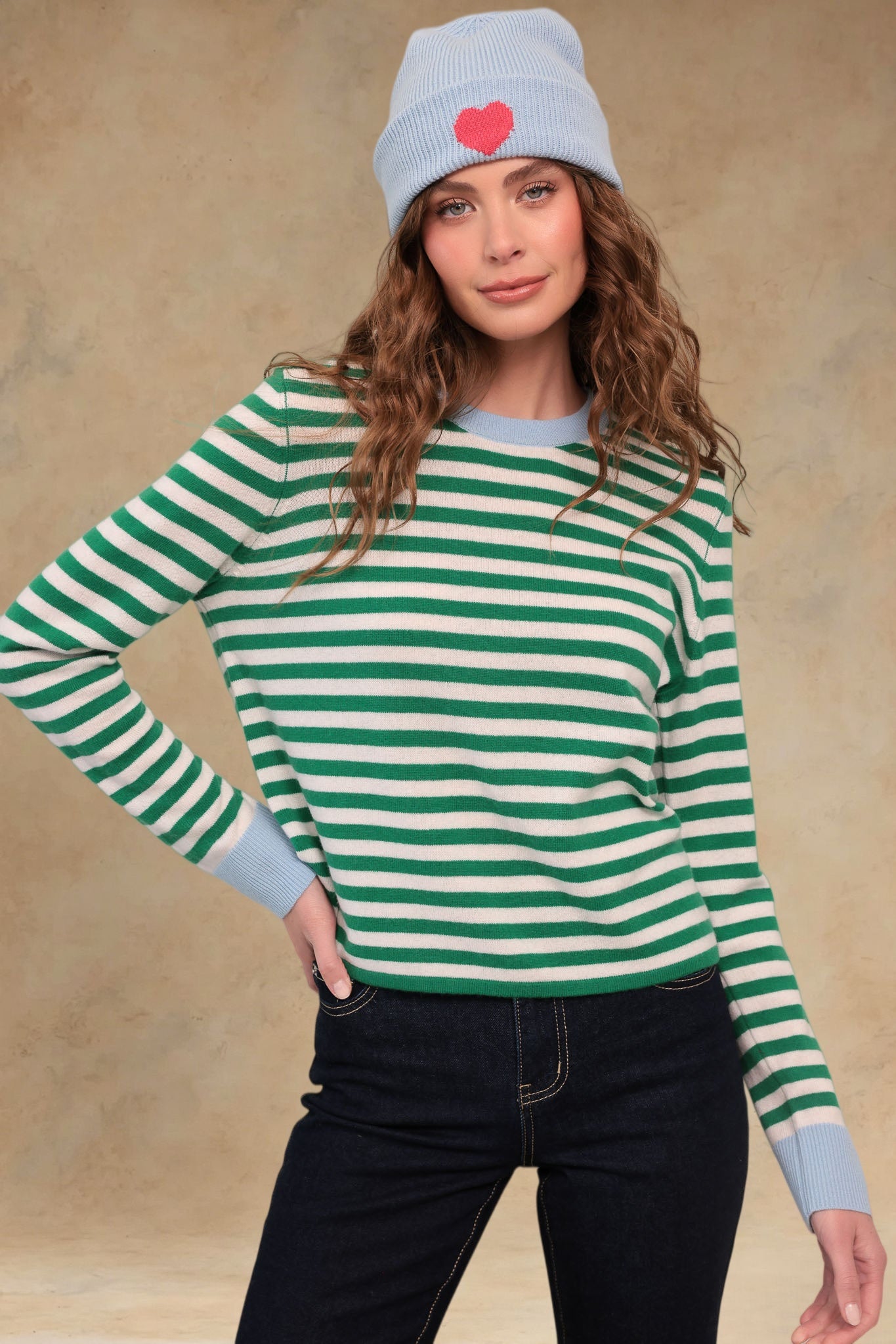 Suzette Cashmere Striped Crew