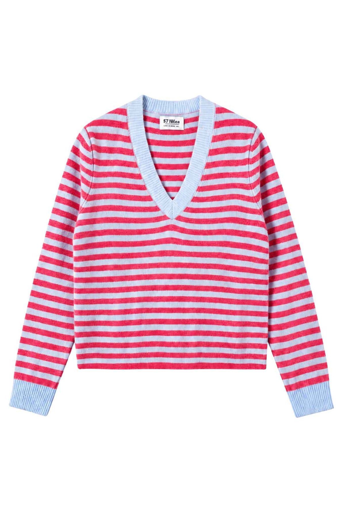 Haylie Cashmere Contrast-Stripe V-Neck Pullover
