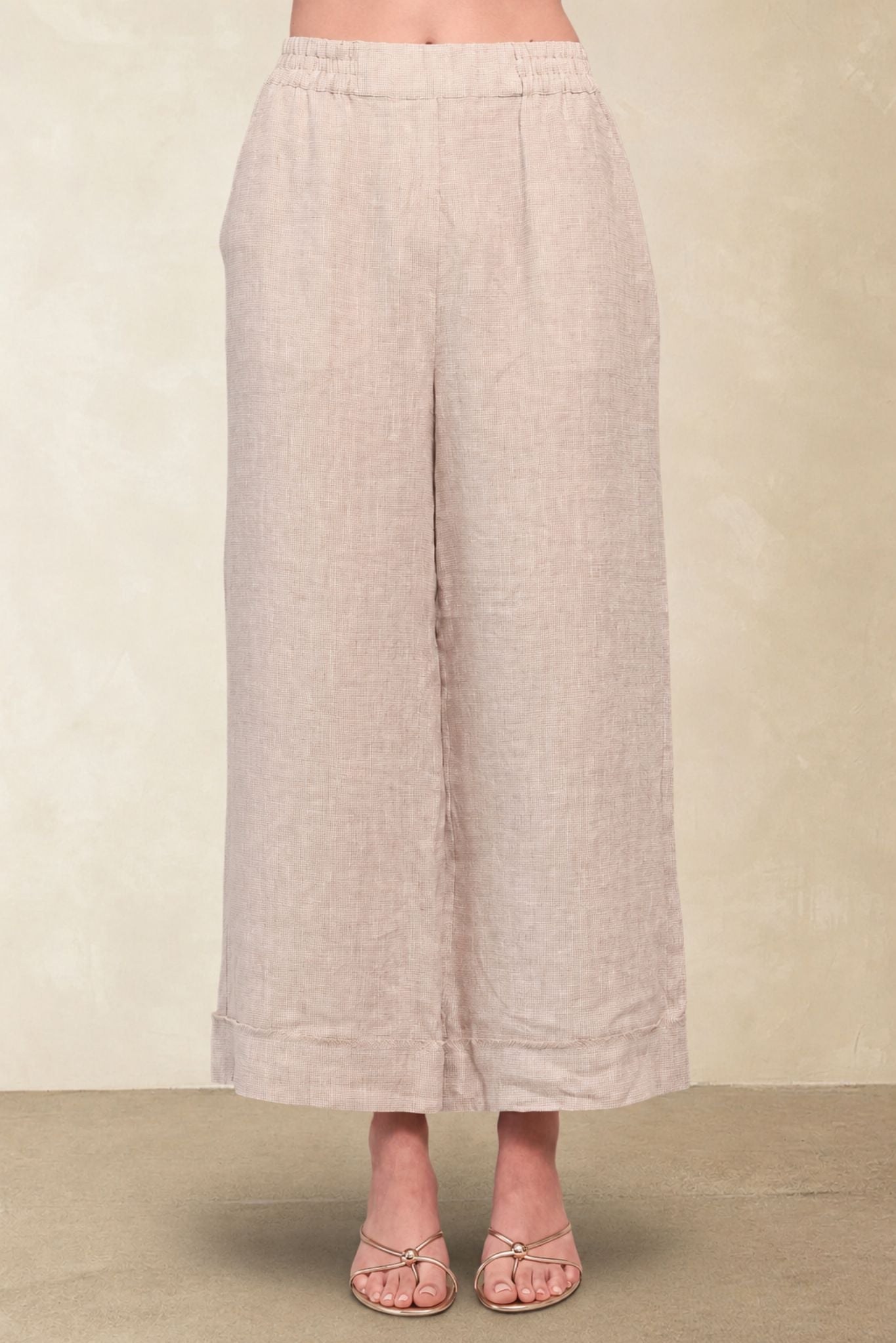 Alara Linen Wide Leg Cropped Pant