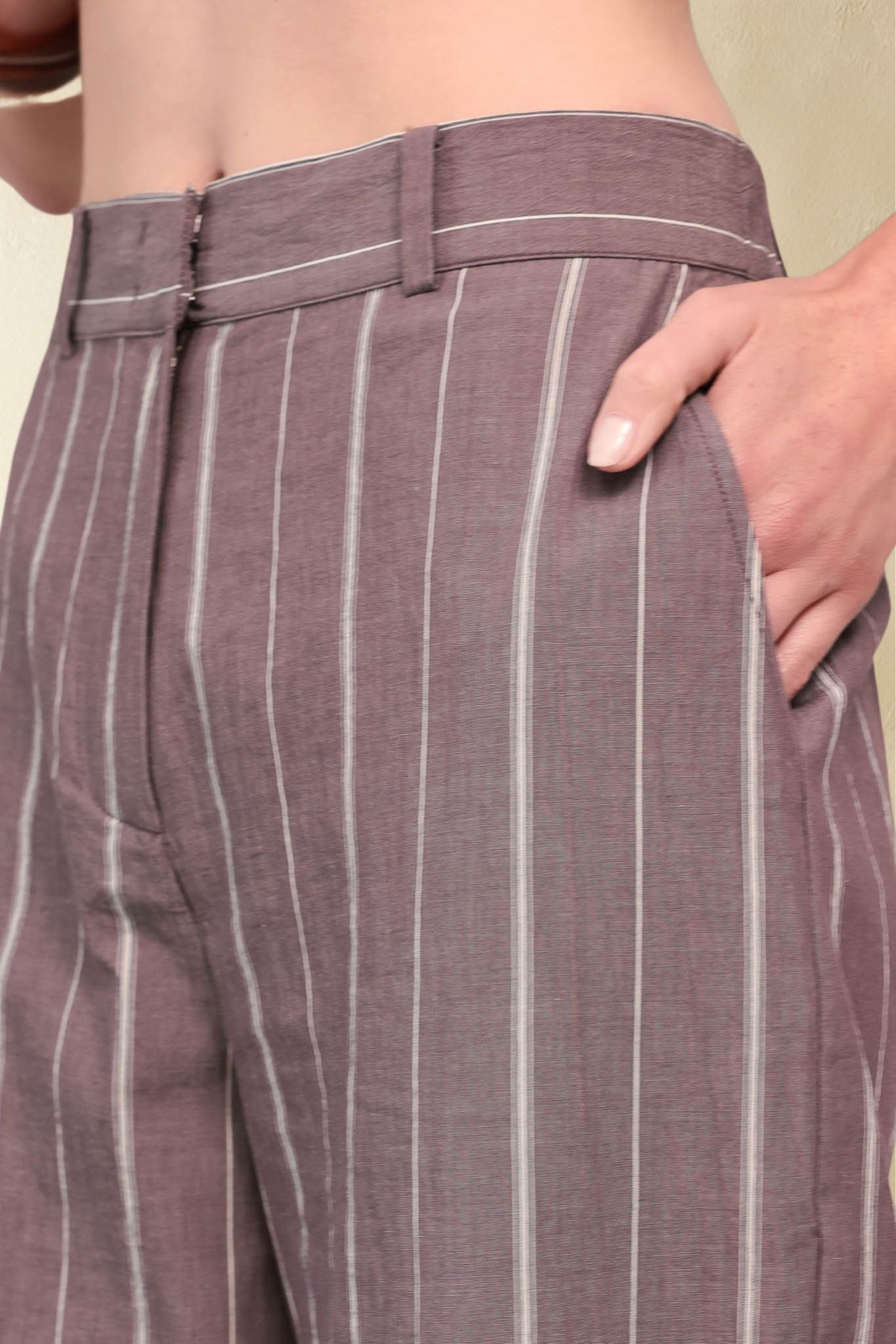 Marcia Cotton Striped Tailored Pant
