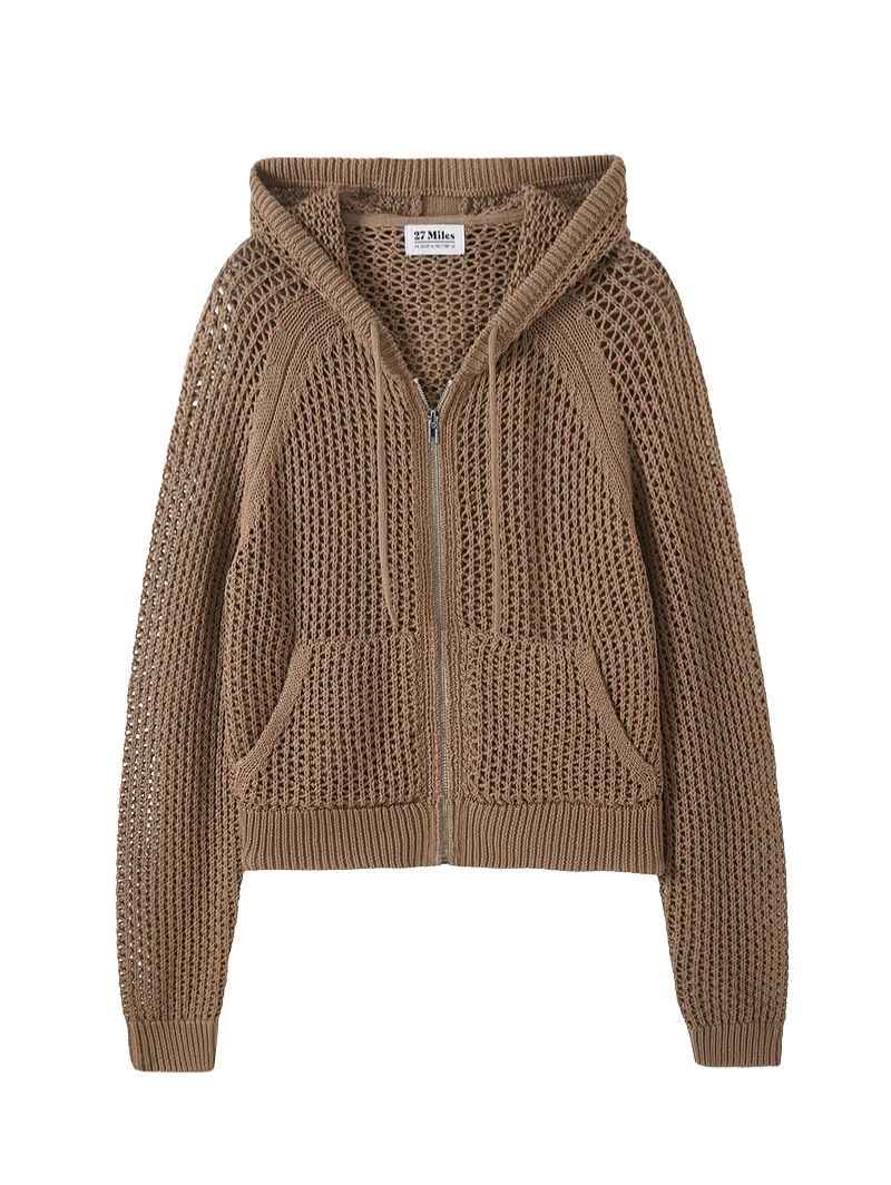 Marian Cotton Open Stitch Cropped Hoodie