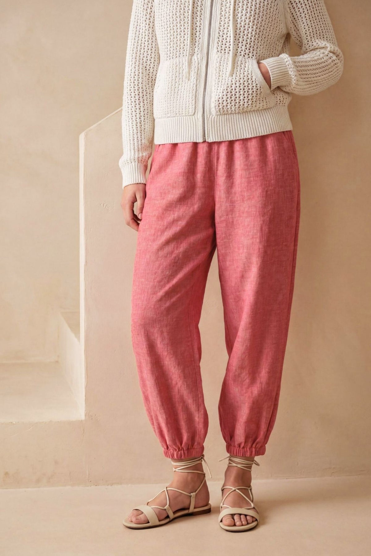 Irene Linen Loosefit Cropped Jogger