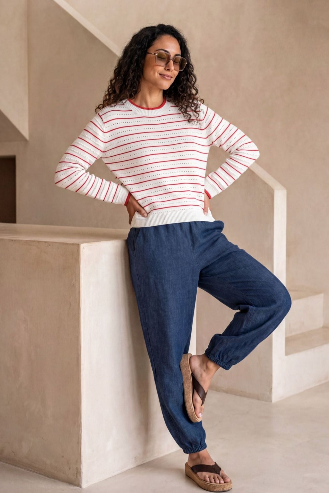 Irene Linen Cropped Jogger