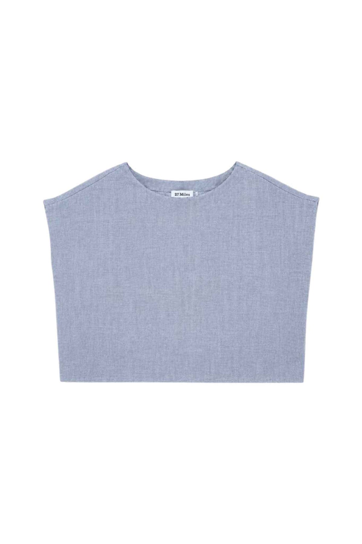 Serra Linen Boat Neck Cropped Top