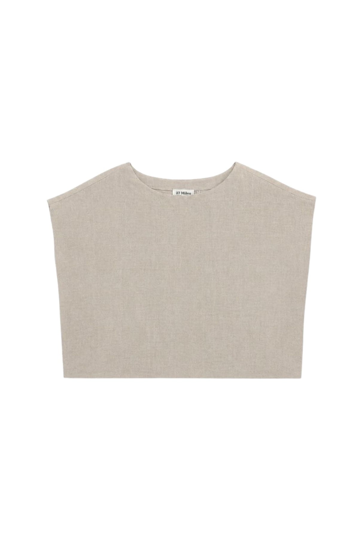 Serra Linen Boat Neck Cropped Top