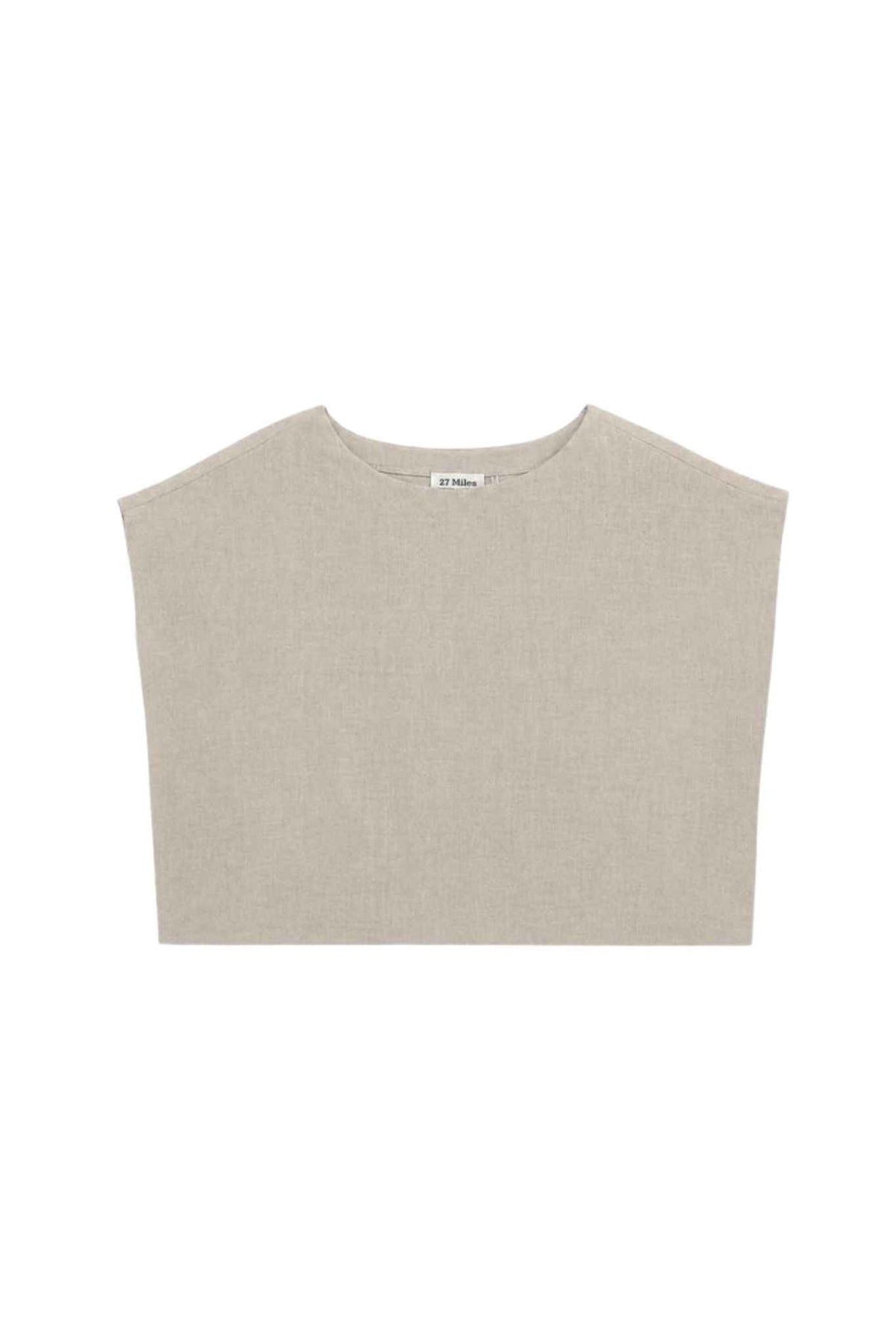 Serra Linen Boat Neck Cropped Top