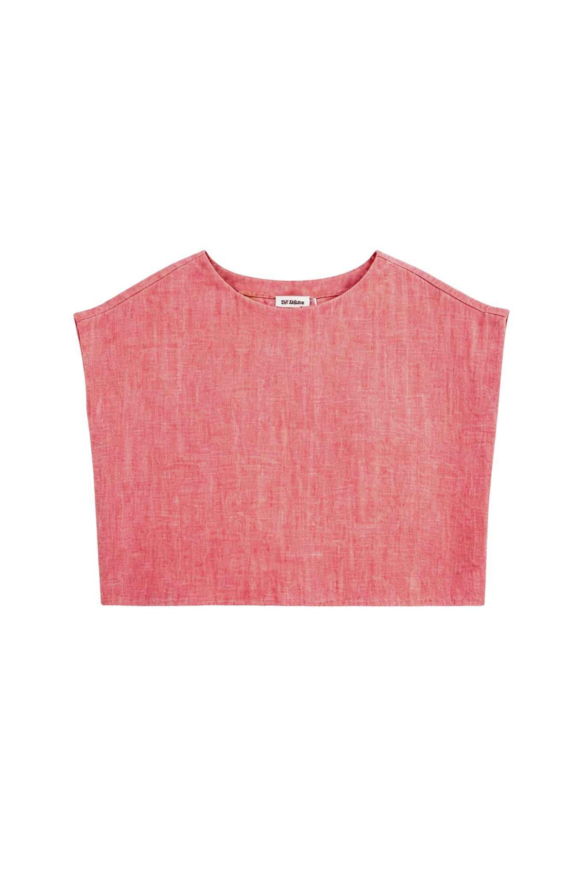 Serra Linen Boat Neck Cropped Top