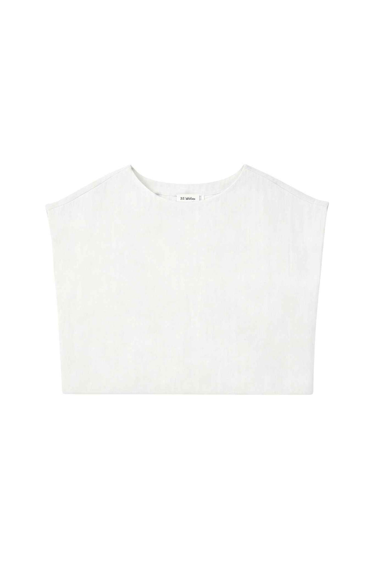 Serra Linen Boat Neck Cropped Top