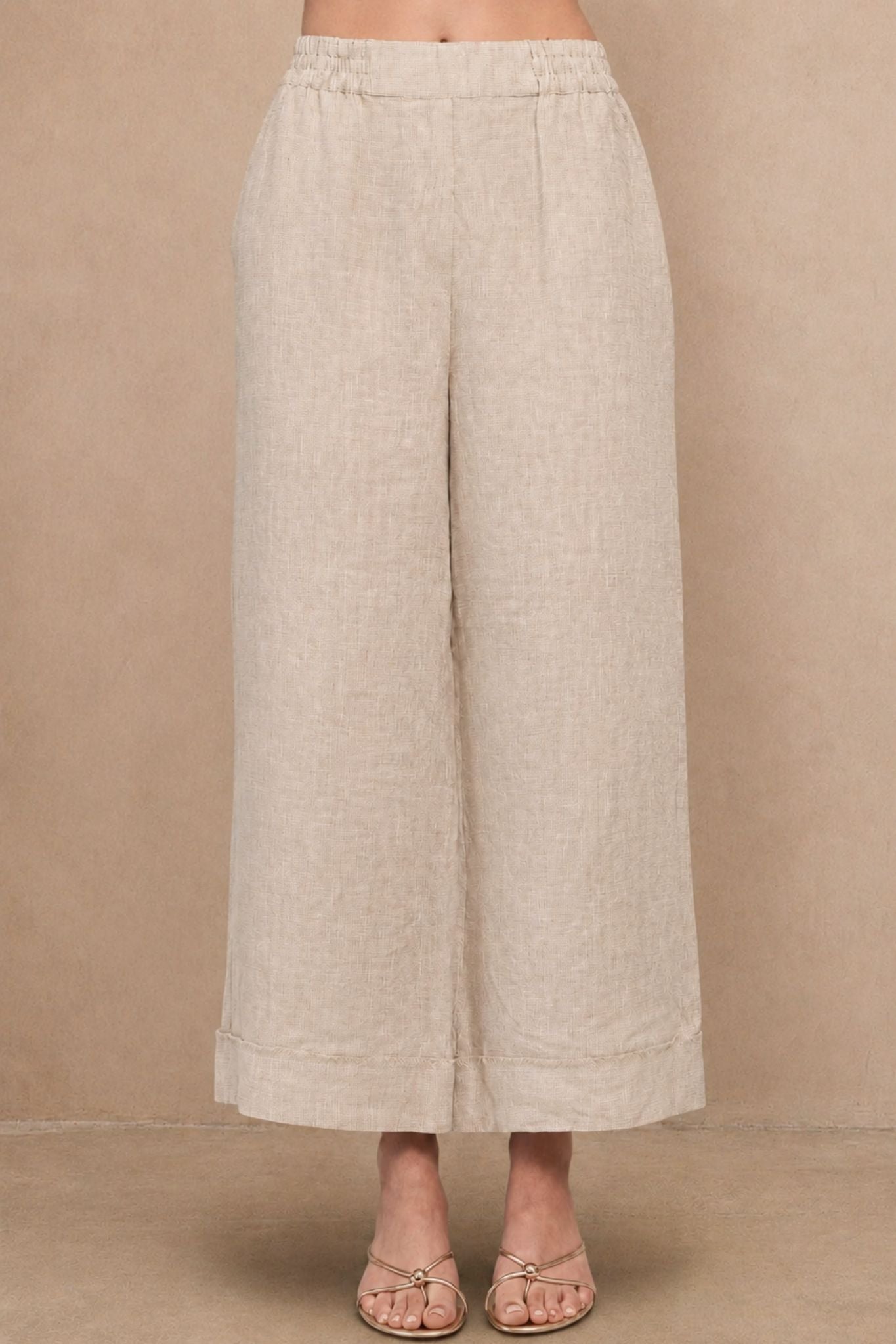 Alara Linen Wide Leg Cropped Pant