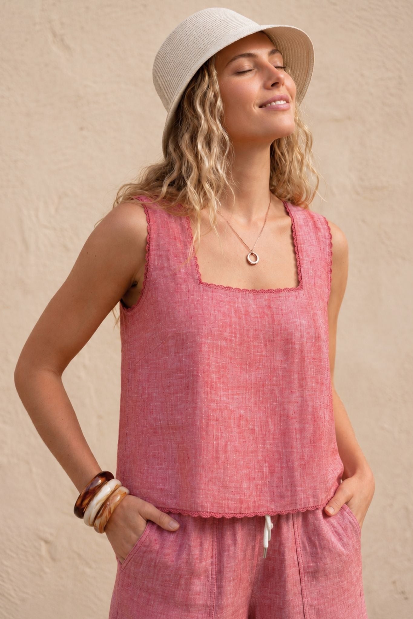 Piper Square Neck Linen Tank