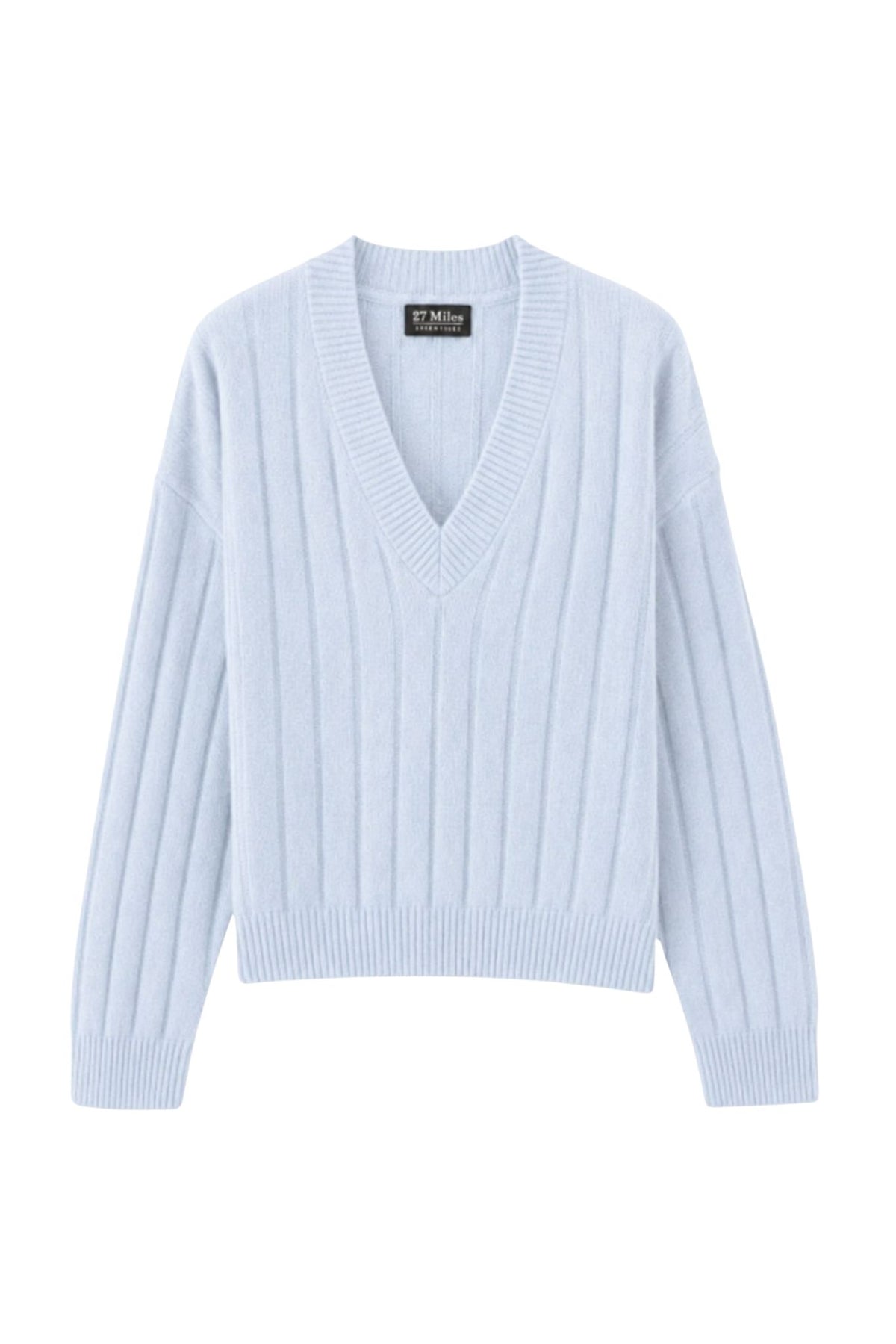 Daniella Cashmere Ribbed V-Neck Pullover