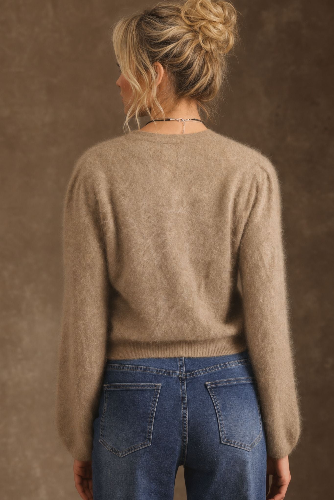 Ivy Brush Cashmere Lantern Sleeve Cardigan
